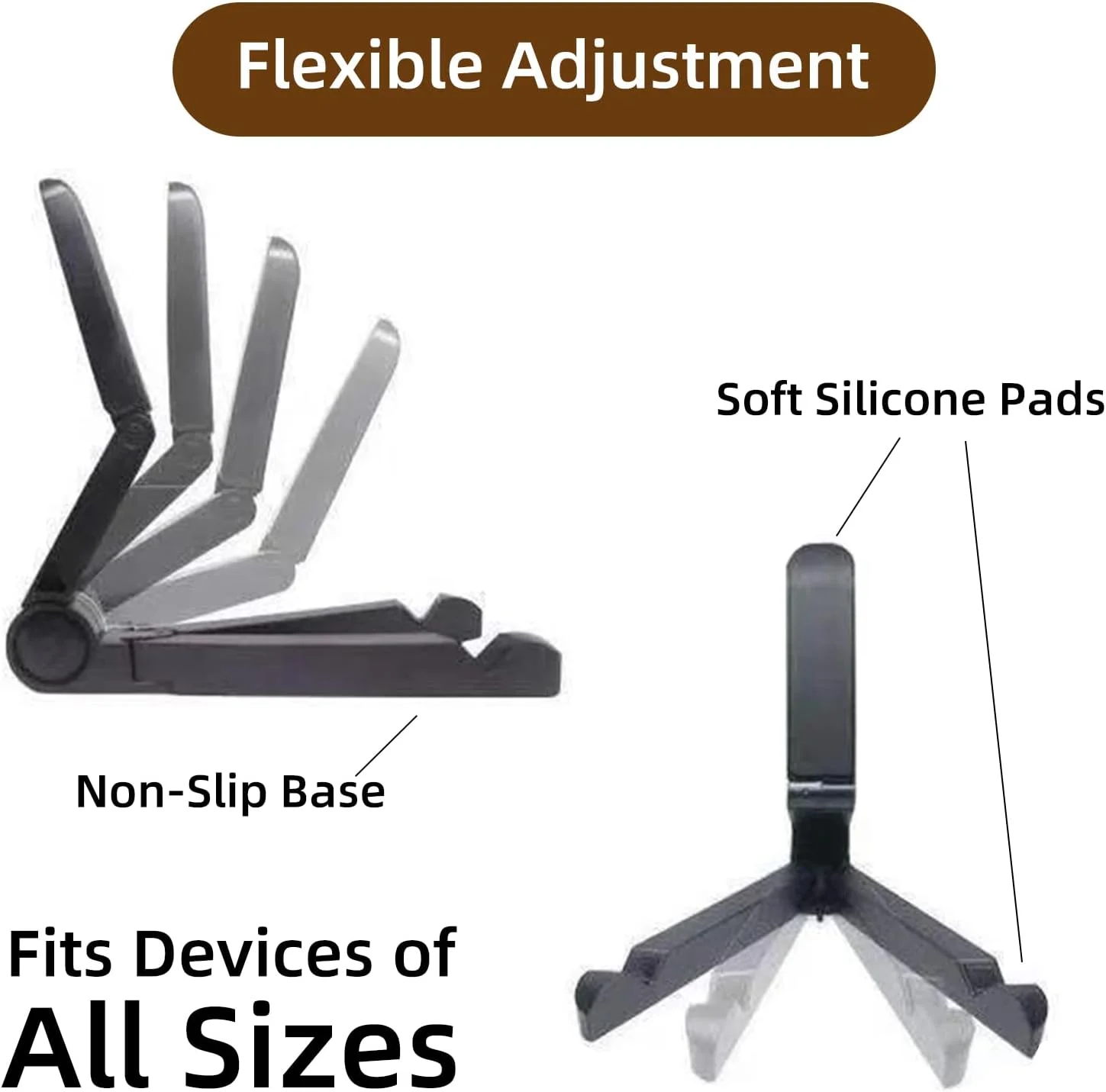 پایه نگهدارنده تبلت و تلفن همراه قابل حمل - قابل تنظیم، تاشو، سازگار با اکثر تبلت ها، کیندل فایر، تلفن های هوشمند و آیپد از 7 تا 10.2 اینچ