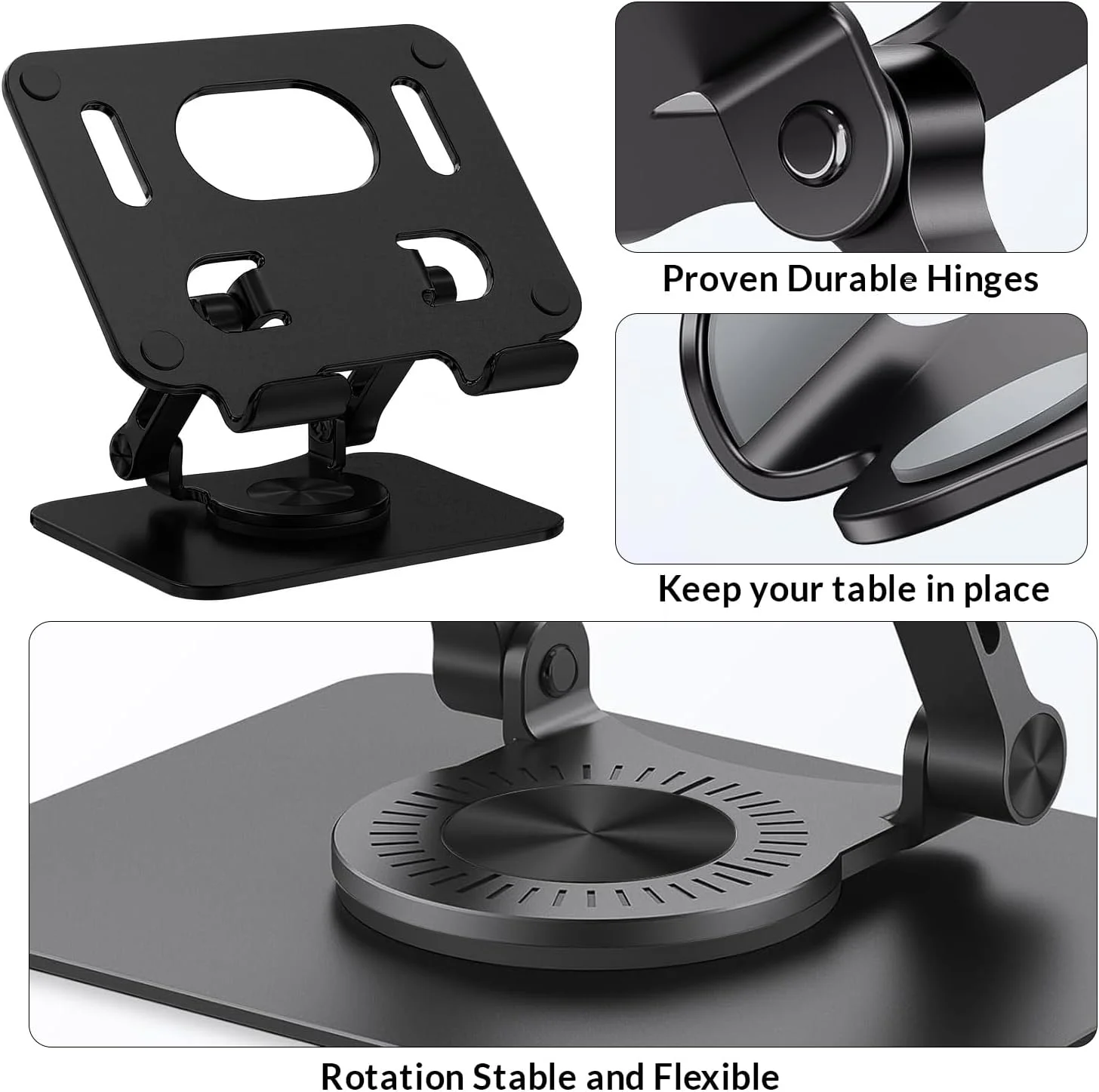 پایه نگهدارنده آیپد با قابلیت چرخش 360 درجه، فلزی، تبلت و تلفن | پایه تاشو قابل تنظیم سازگار با آیپد پرو/ایر/مینی، آیفون 16 پرو مکس، گلکسی تب، کیندل، آیپد 12.9، کیت طراحی