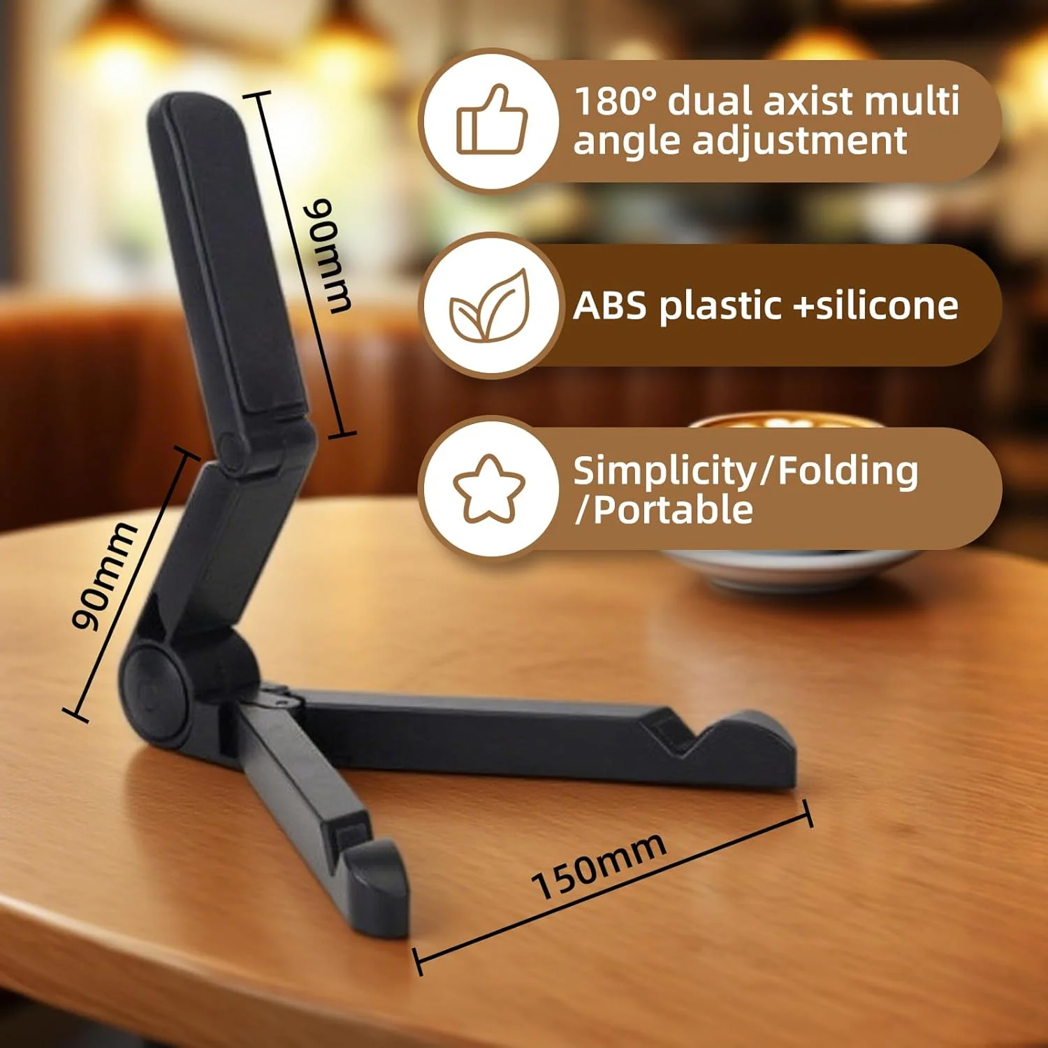 پایه نگهدارنده تبلت و تلفن همراه قابل حمل - قابل تنظیم، تاشو، سازگار با اکثر تبلت ها، کیندل فایر، تلفن های هوشمند و آیپد از 7 تا 10.2 اینچ