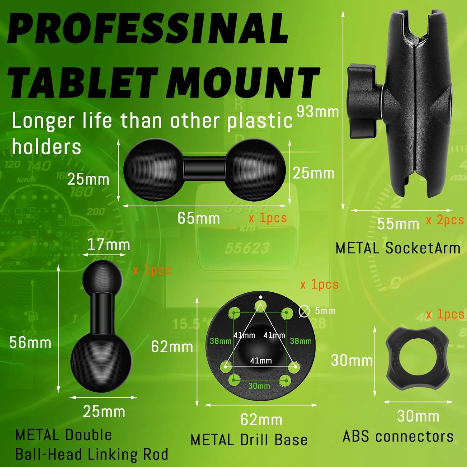 پایه تبلت فلزی بزرگ مناسب کامیون/خودرو/وسایل نقلیه/صنعتی، بازوی بلند و مقاوم با پایه دریل برای داشبورد، دیوار، میز، مناسب برای تبلت های 7-14.6 اینچی پایه تبلت فلزی بزرگ مناسب کامیون/خودرو/وسایل نقلیه/صنعتی، بازوی بلند و مقاوم با پایه دریل برای داشبورد، دیوار، میز، مناسب برای تبلت های 7-14.6 اینچی