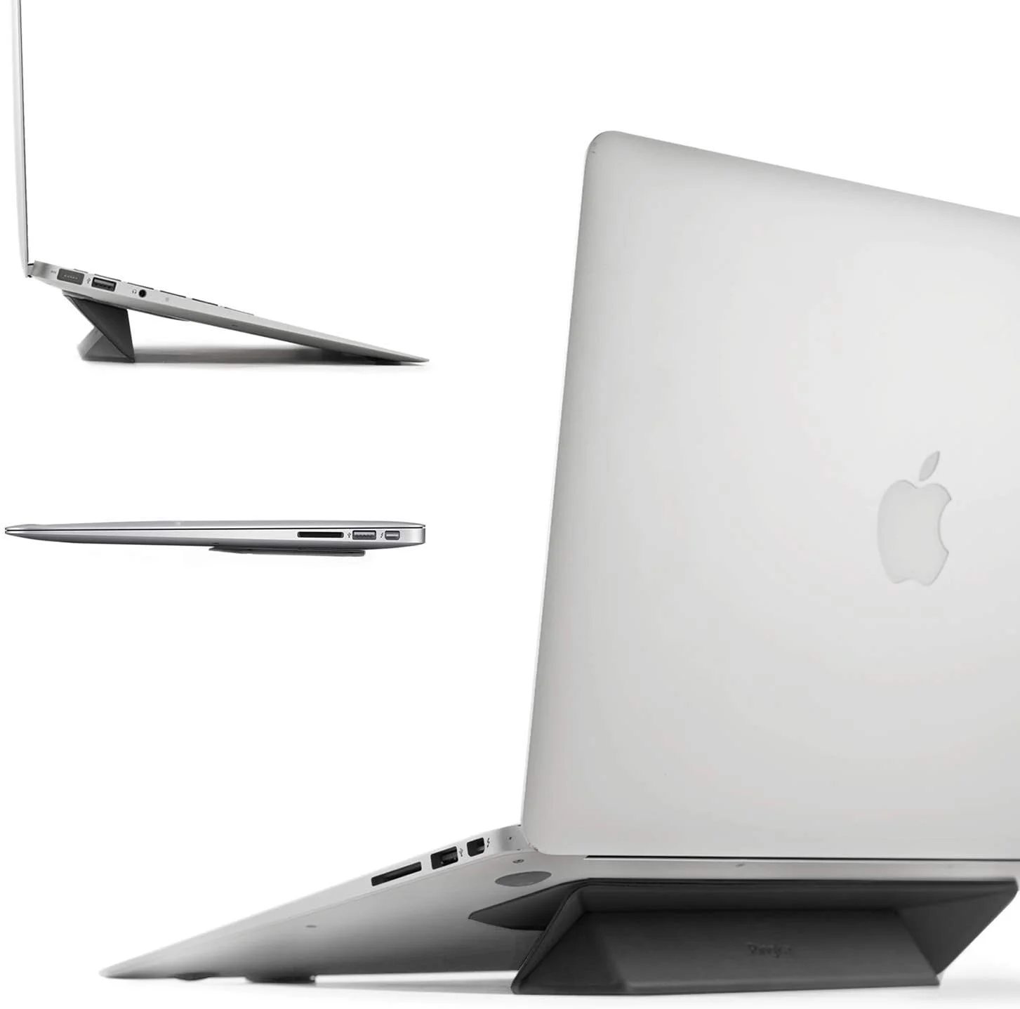 پایه نگهدارنده لپ تاپ رینکه، تاشو هوشمند ضد لغزش، قابل حمل باریک و سبک وزن، چسبی برای لپ تاپ، آیپد، تبلت و موارد دیگر - مشکی