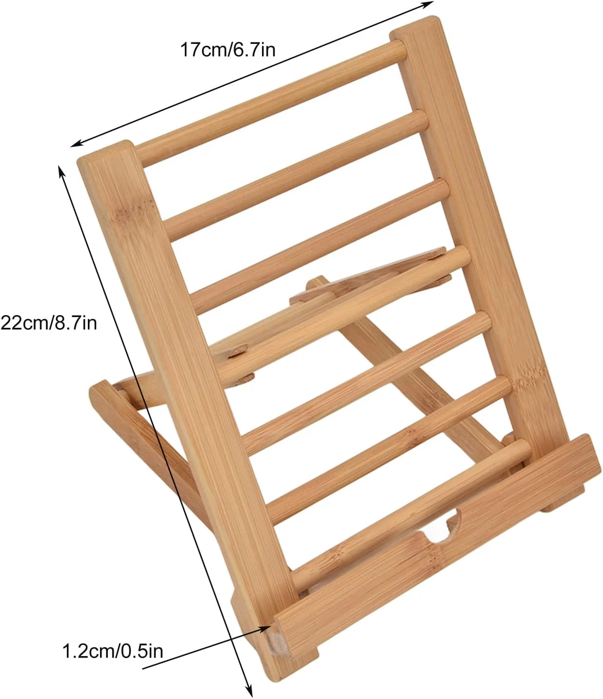 پایه نگهدارنده کتاب چوبی رستوکی، نگهدارنده کتاب بامبو قابل تنظیم برای مطالعه سازگار با دستگاه های 4-13 اینچی، هولدر کتاب آشپزی سایز بزرگ قابل حمل