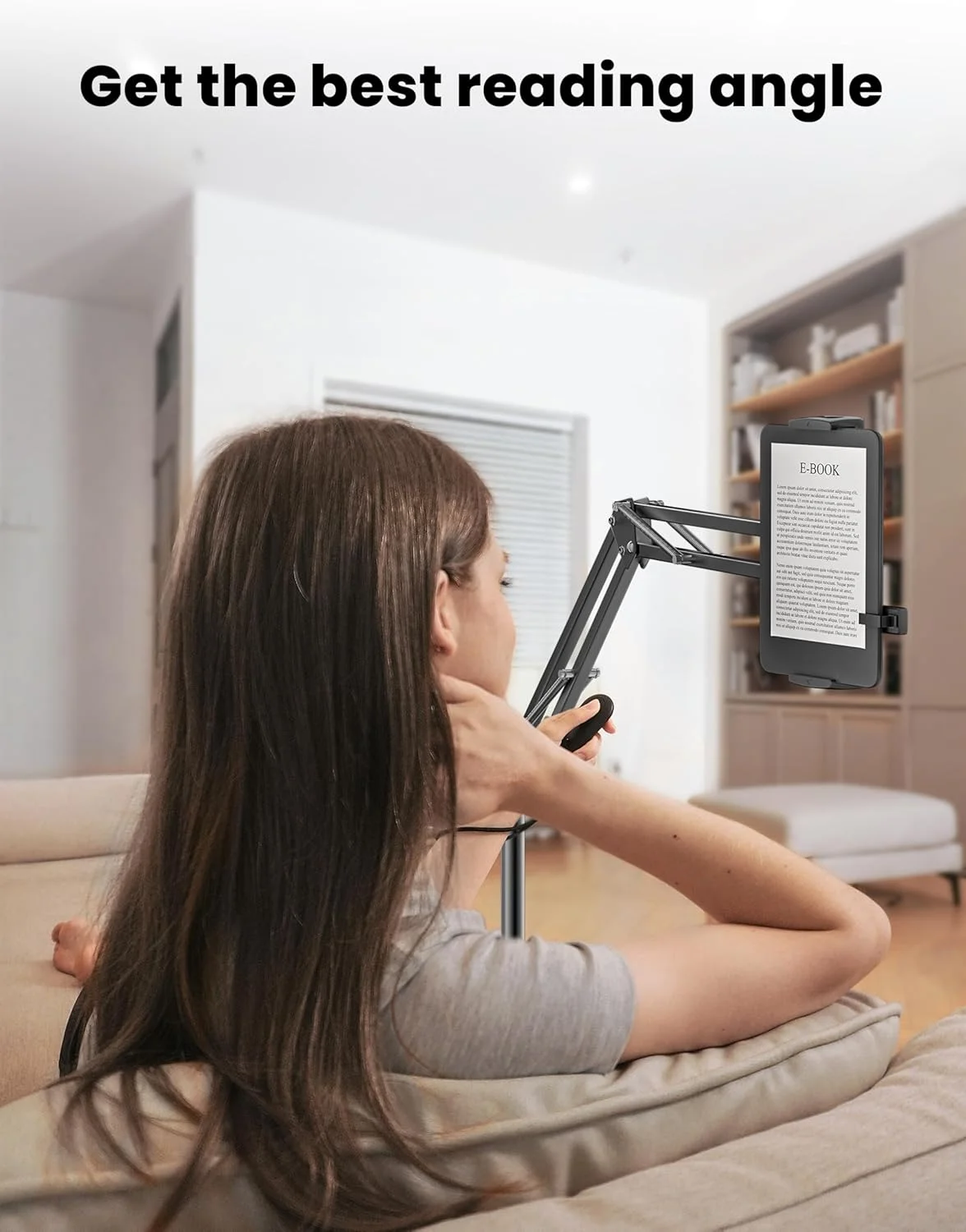 پایه نگهدارنده رومیزی کیندل با ریموت کنترل ورق زن برای مطالعه در تخت، پایه تبلت با پایه پایدار 3 کیلوگرمی، نگهدارنده تبلت برای کیندل، تبلت، آیفون 4.7-12.9 اینچی (مشکی)