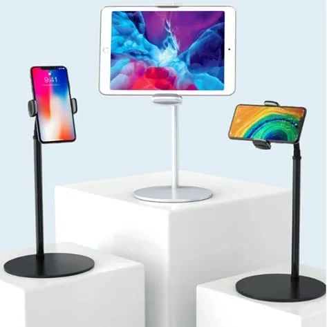 پایه نگهدارنده رومیزی قابل تنظیم جهانی برای تلفن همراه/تبلت دستگاه های اندروید/آی او اس (سفید)