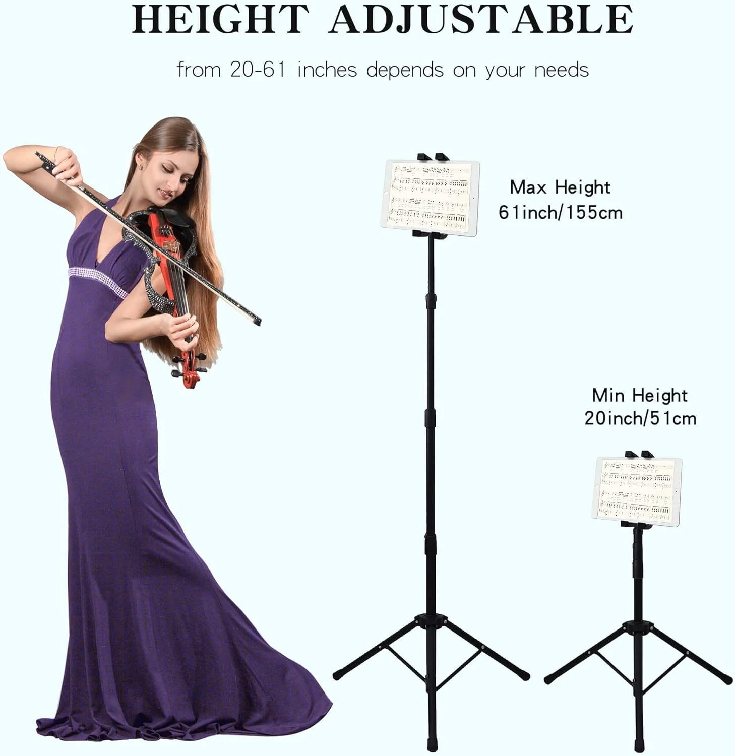 پایه نگهدارنده تبلت و موبایل، پایه ایستاده با قابلیت تنظیم ارتفاع و چرخش 360 درجه، سازگار با آیفون، آیپد مینی/ایر/پرو و تمام دستگاه های 5.5 تا 12.9 اینچی