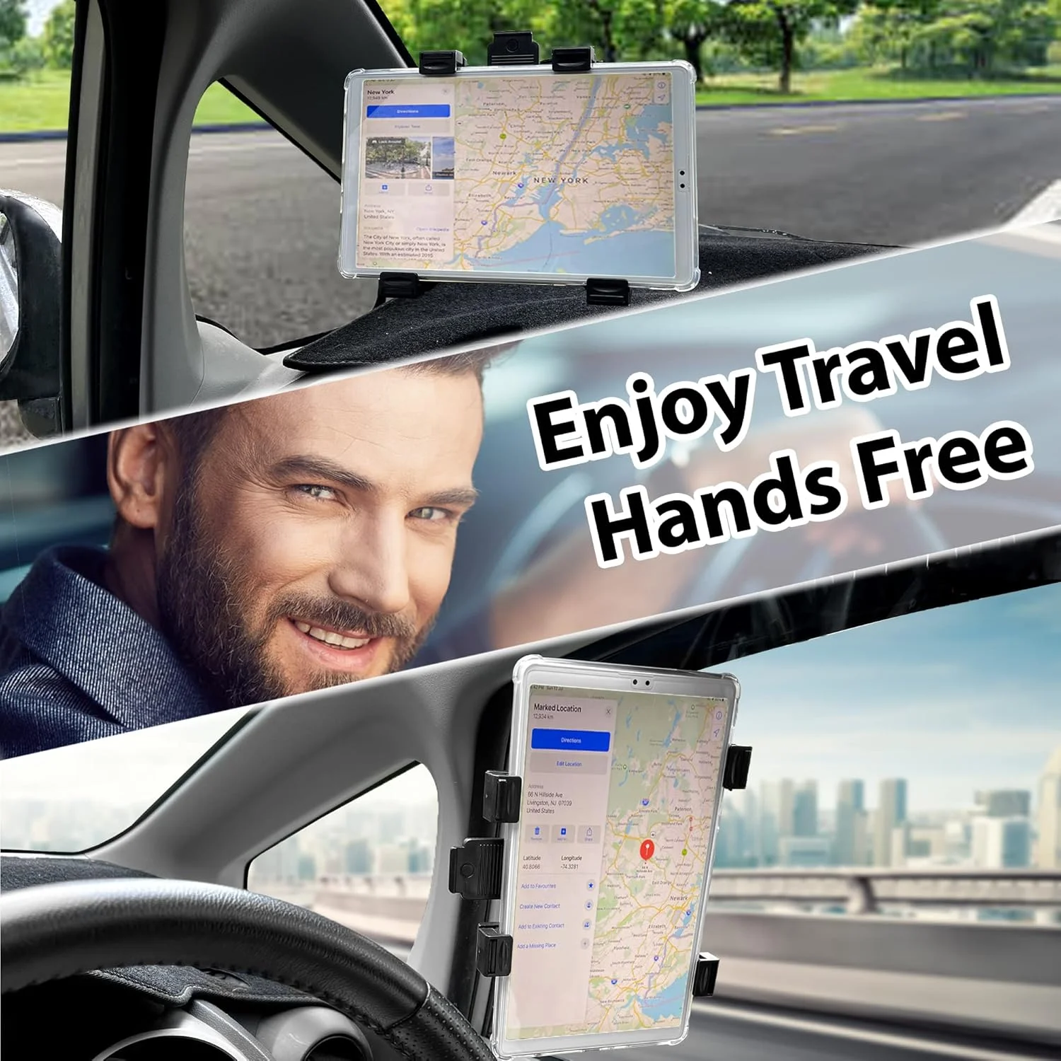 نگهدارنده تبلت 2 در 1 خودرو Randconcept، پایه داشبورد و شیشه جلو با مکنده قوی، مناسب برای آیپد، آیپد مینی، سامسونگ گلکسی، سازگار با تمام تبلت های 6 تا 12.9 اینچی