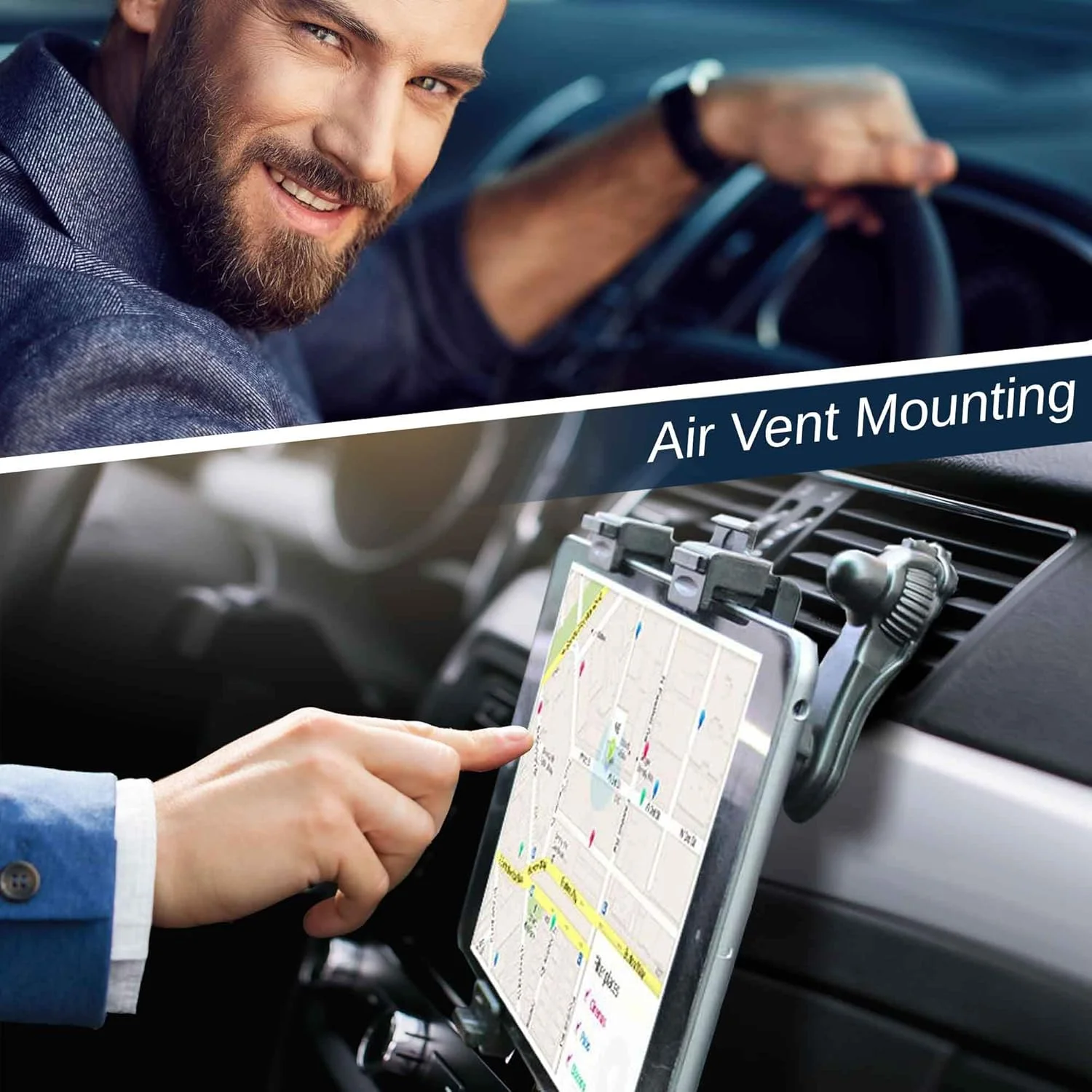 نگهدارنده تبلت داشبورد 3 در 1 Randconcept، پایه نگهدارنده مکنده شیشه جلو و دریچه هوا برای خودرو و کامیون، مناسب برای آیپد پرو، آیپد مینی، گلکسی تب و تمام تبلت های 6 تا 12.9 اینچی