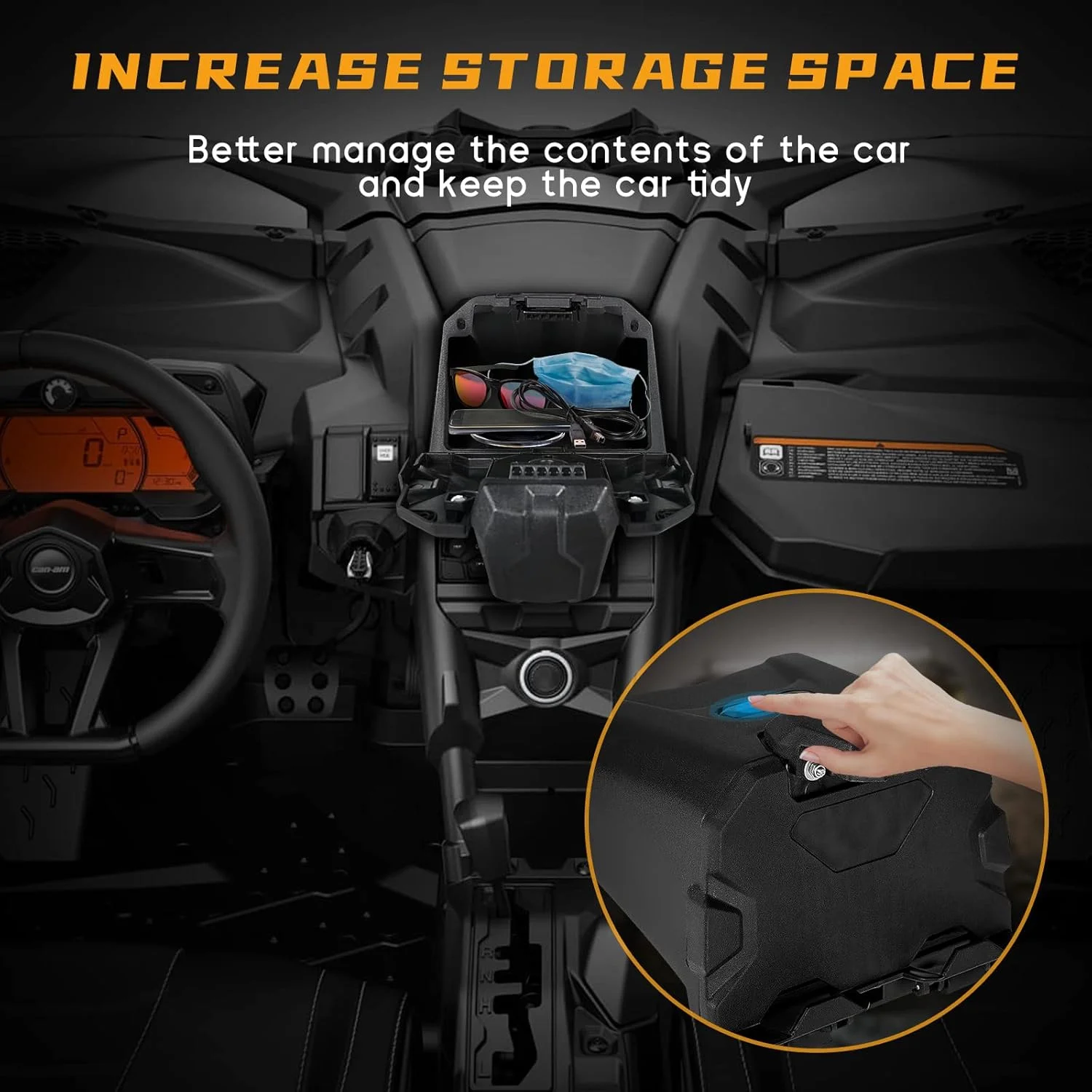 نگهدارنده تبلت QUICKWOLF Maverick X3، پایه نگهدارنده دستگاه الکتریکی X3 برای آیپد، تلفن، مسیریابی GPS سازگار با لوازم جانبی Can Am X3 مدل 2017-2025، فضای ذخیره سازی اضافی، OEM 715002874