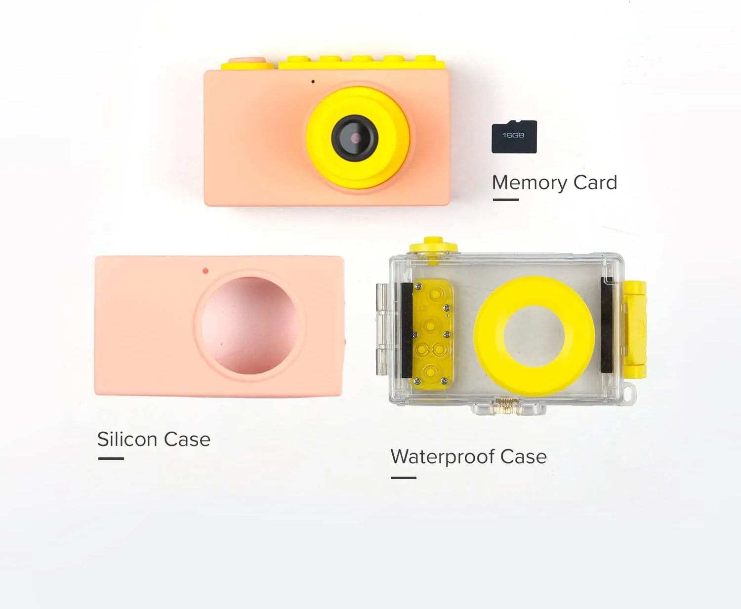 دوربین زیرآب OAXIS myFirst Camera 2، دوربین ضدآب کودکانه مینی 8 مگاپیکسلی 1080P HD به همراه کارت حافظه MicroSD 16 گیگابایتی رایگان، قابلیت فیلمبرداری، هدیه مناسب برای دختران و پسران 4 تا 12 سال (صورتی)