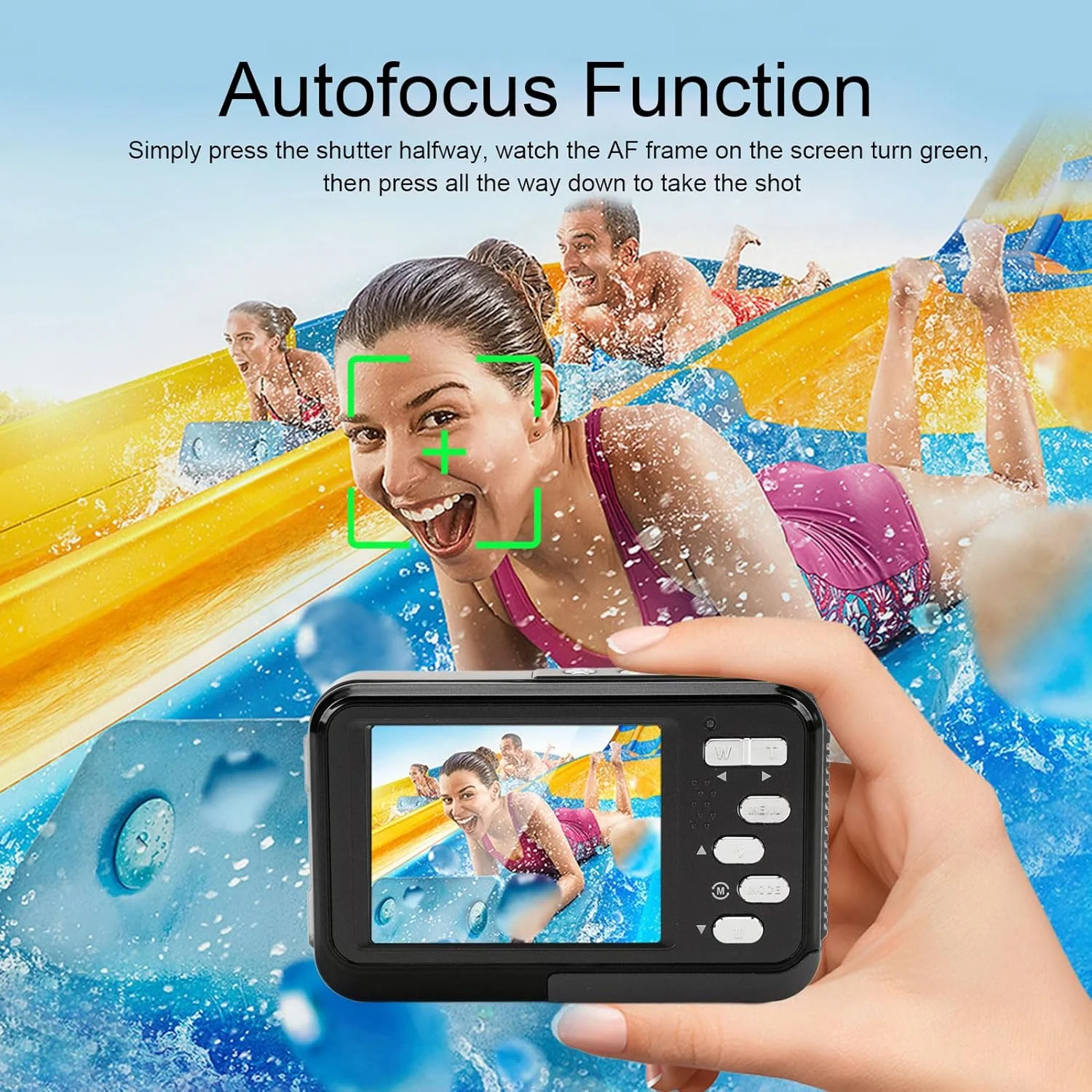 دوربین ضد آب 4K با فوکوس خودکار 48 مگاپیکسل، دارای دو صفحه نمایش برای عکس سلفی، مناسب غواصی تا عمق 3 متر، دوربین دیجیتال فشرده (مشکی)