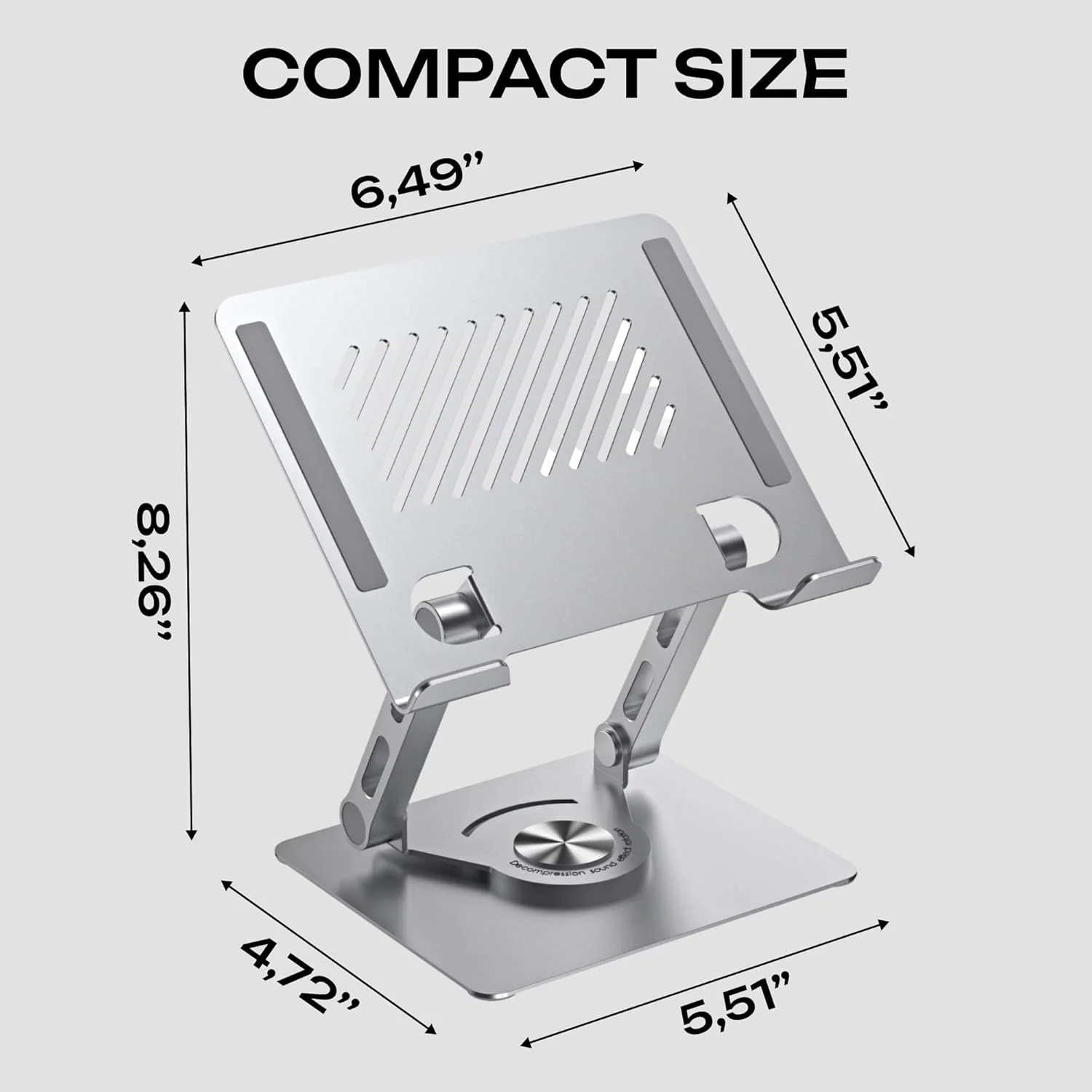 پایه نگهدارنده لپ تاپ و تبلت چرخشی 360 درجه ممتاز - پایه تاشو ارگونومیک برای میز، نگهدارنده چند زاویه قابل تنظیم برای آیپد، تبلت ها و لپ تاپ ها، نقره ای