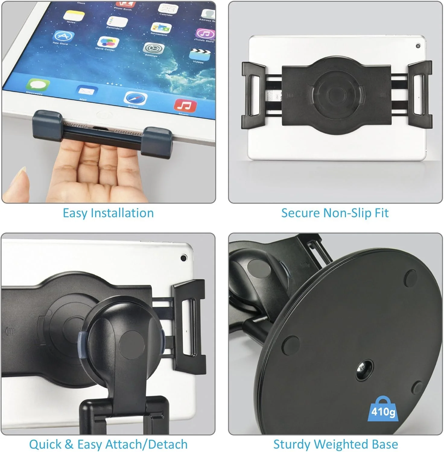 پایه تبلت چرخشی 360 درجه ممتاز برای میز - نگهدارنده تبلت قابل تنظیم برای دستگاه های 7.9 تا 13 اینچی، پایه فلزی مشکی محکم با قابلیت چرخش، مناسب برای دفتر، خانه و نمایش خرده فروشی