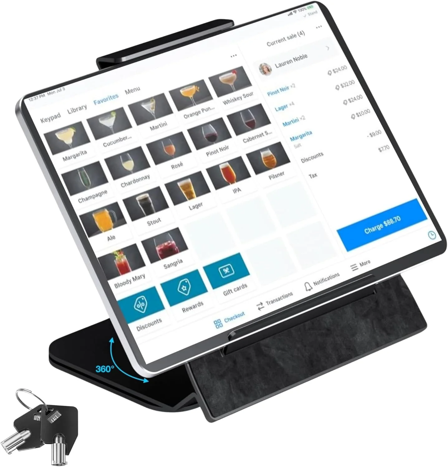 پایه کیوسک سازگار با آیپد – نگهدارنده تبلت جهانی 8-13 اینچی، چرخش 360 درجه، قفل ضد سرقت، لوازم جانبی میز، سوراخ های نصب از پیش تعیین شده - لوازم جانبی میز اداری، پرداخت، مشکی