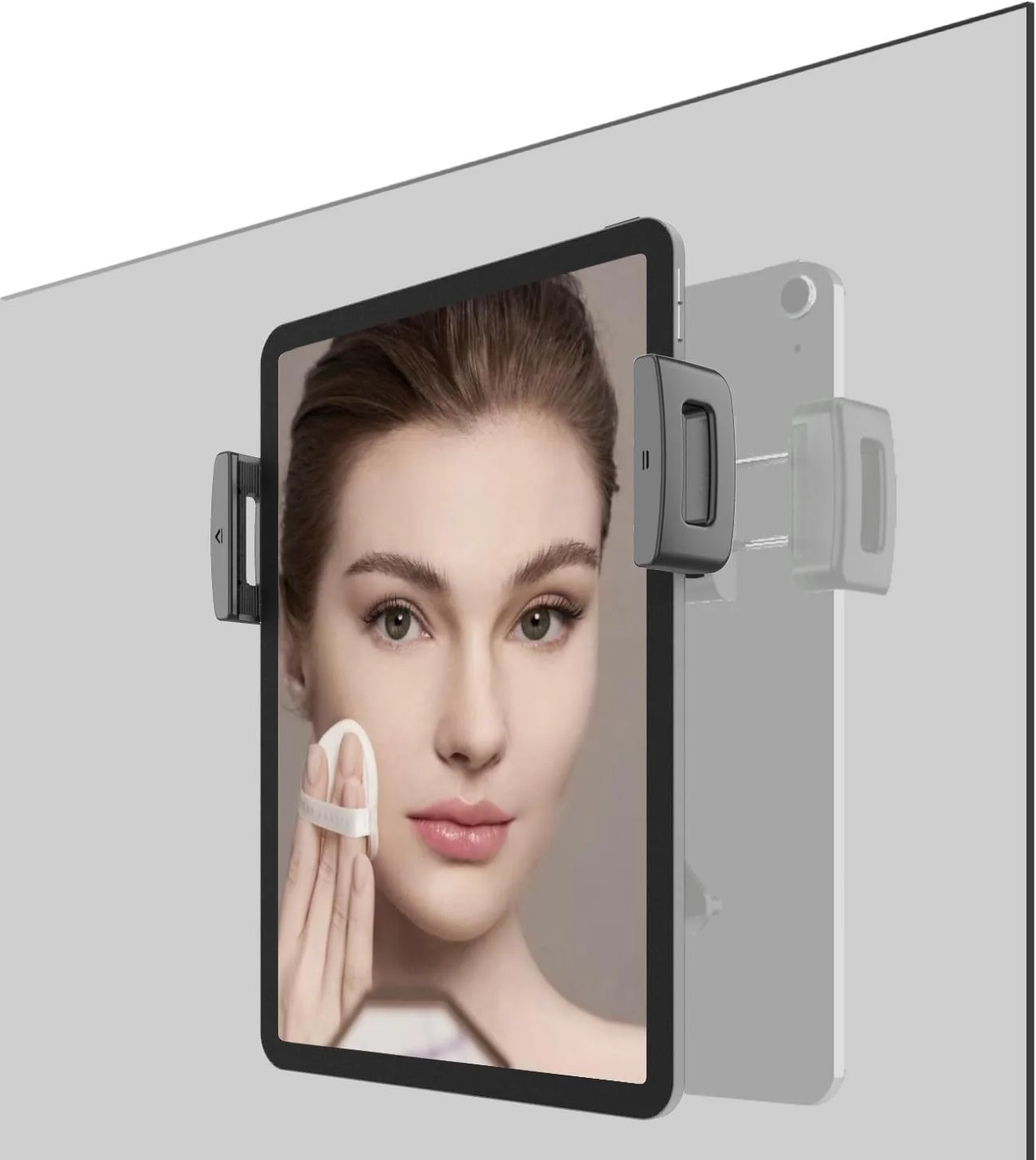 پایه نگهدارنده آیپد و تبلت با مکنده قوی برای آینه، کاشی های براق و شیشه، نگهدارنده پد برای حمام، آشپزخانه، باشگاه، یوگا، آرایش، پشتیبانی از 3 پد اضافی برای 24 ساعت، مناسب برای دستگاه ها از 5.5 تا 12.9 اینچ (مشکی)