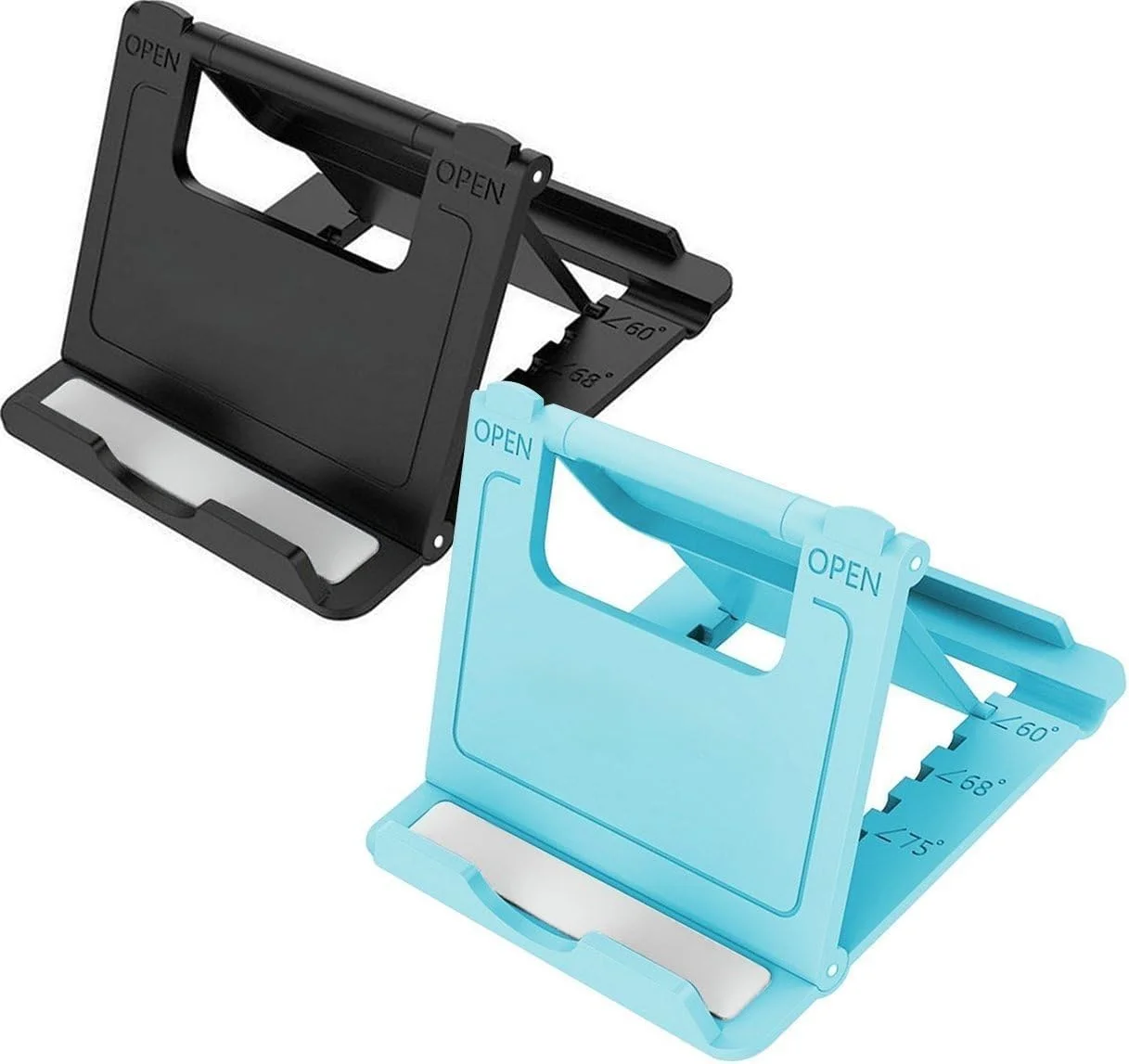 پایه نگهدارنده تلفن همراه قابل حمل، نگهدارنده تلفن همراه چند زاویه ای قابل تنظیم، بسته 2 عددی نگهدارنده تاشو جیبی رومیزی برای آیفون، آیپد، کتابخوان الکترونیکی، تبلت (آبی) پایه نگهدارنده تلفن همراه قابل حمل، نگهدارنده تلفن همراه چند زاویه ای قابل تنظیم، بسته 2 عددی نگهدارنده تاشو جیبی رومیزی برای آیفون، آیپد، کتابخوان الکترونیکی، تبلت (آبی)