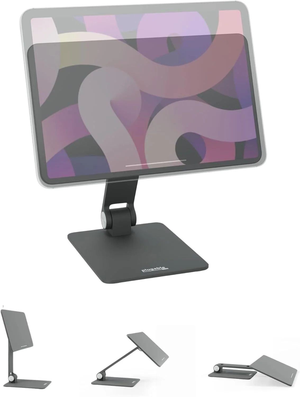 نگهدارنده تبلت مغناطیسی پلاگبل برای آیپد پرو 11 (نسل 1/2/3/4، M2)، آیپد ایر 10.9/11 (نسل 4/5، M2)، سازگار با MagSafe، پایه تاشو قابل حمل با چرخش 360 درجه (AMS-STAND11)