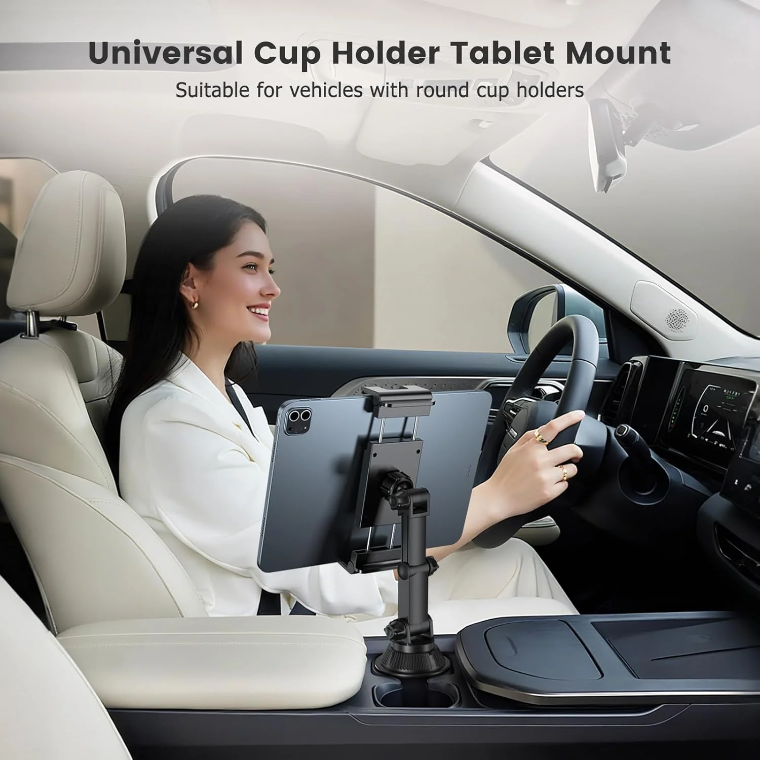 پایه تبلت PLDHPRO برای خودرو، نگهدارنده تلفن فنجانی با قابلیت چرخش 360 درجه و بازوی قابل تنظیم، سازگار با آیپد، گلکسی تب/Z Fold 5.1''-15.6''، لوازم ضروری سفر با خودرو