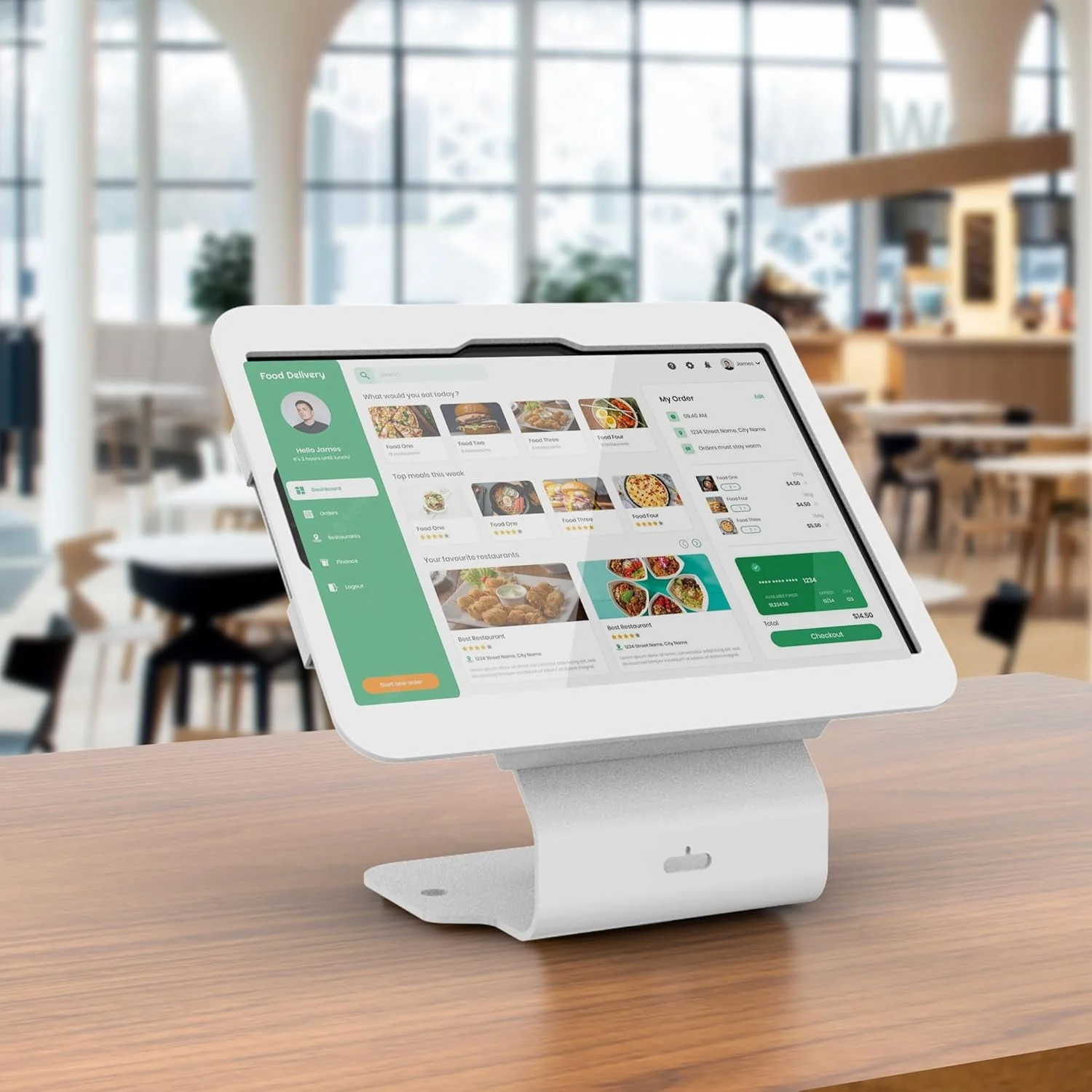 پایه تبلت کیوسک POS سازگار با آیپد نسل 10 10.9 اینچی، 11 اینچی (A16)، ایر 4 و 5 10.9 اینچی، پرو 11 اینچی نسل 1، 2، 3 و 4، پایه فروشگاهی با پایه چرخان 360 درجه، سفید، BSC101WS