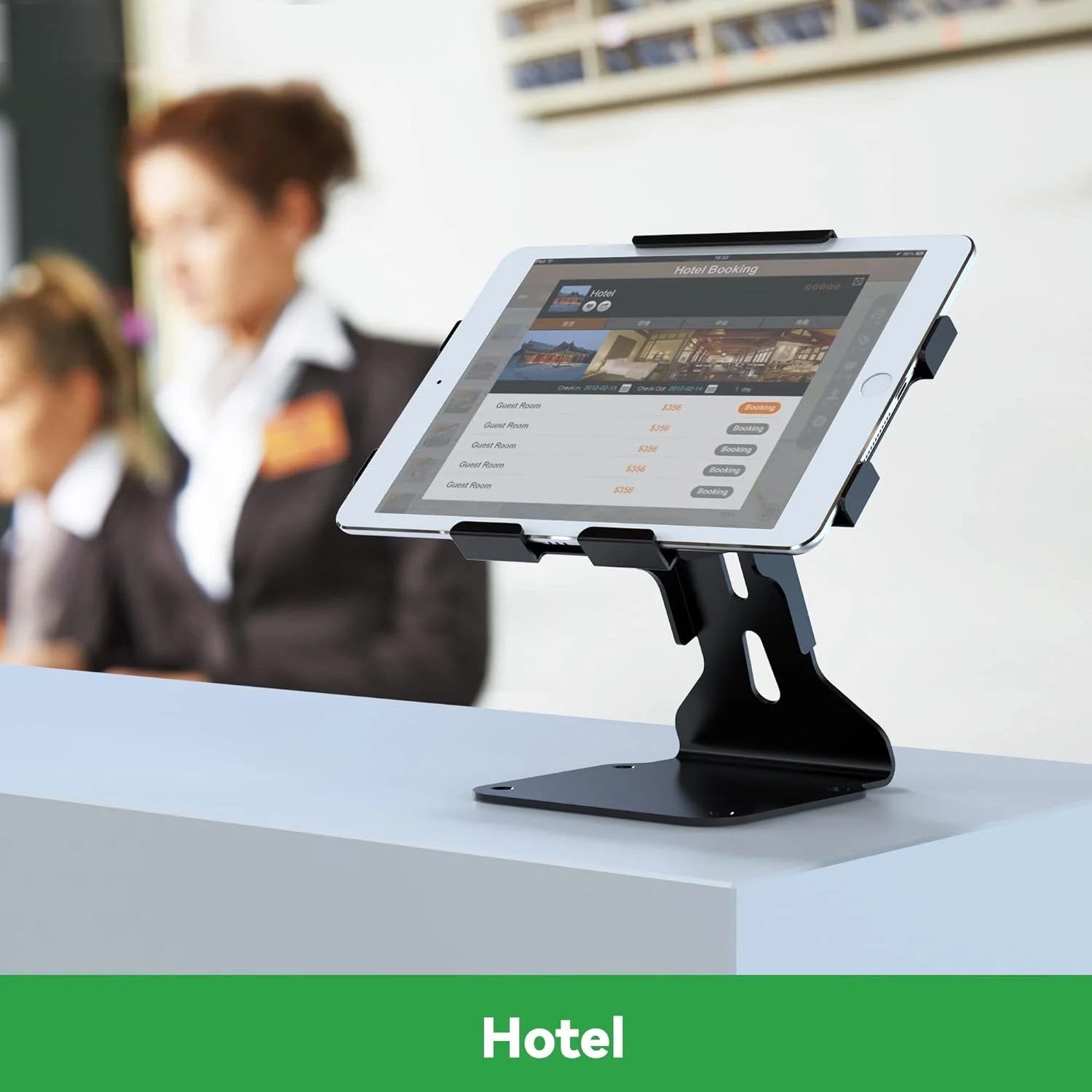 پایه تبلت POS یونیورسال، پایه کیوسک ضد سرقت خرده فروشی سازگار با آیپد پرو ایر مینی 9.7-12.9 اینچی، پایه رومیزی تجاری چرخان، فلزی، مشکی