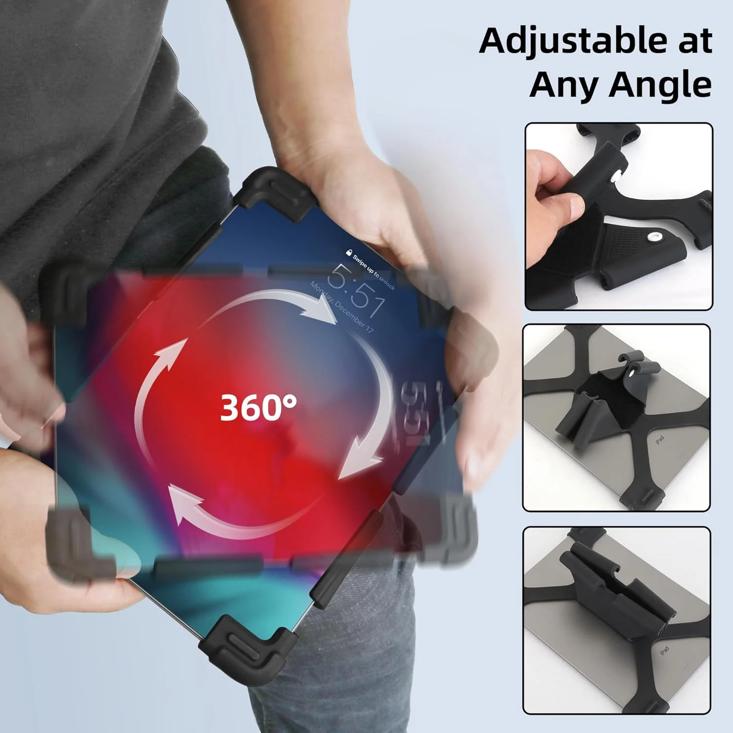 پایه زانو خلبانی برای آیپد، سازگار با آیپد پرو 9.7 اینچ، 10.5 اینچ، 11 اینچ، آیپد 10.2 اینچ، آیپد ایر 1-6، و تبلت های 8.9 تا 12 اینچ، مناسب برای آیپد مینی نیست