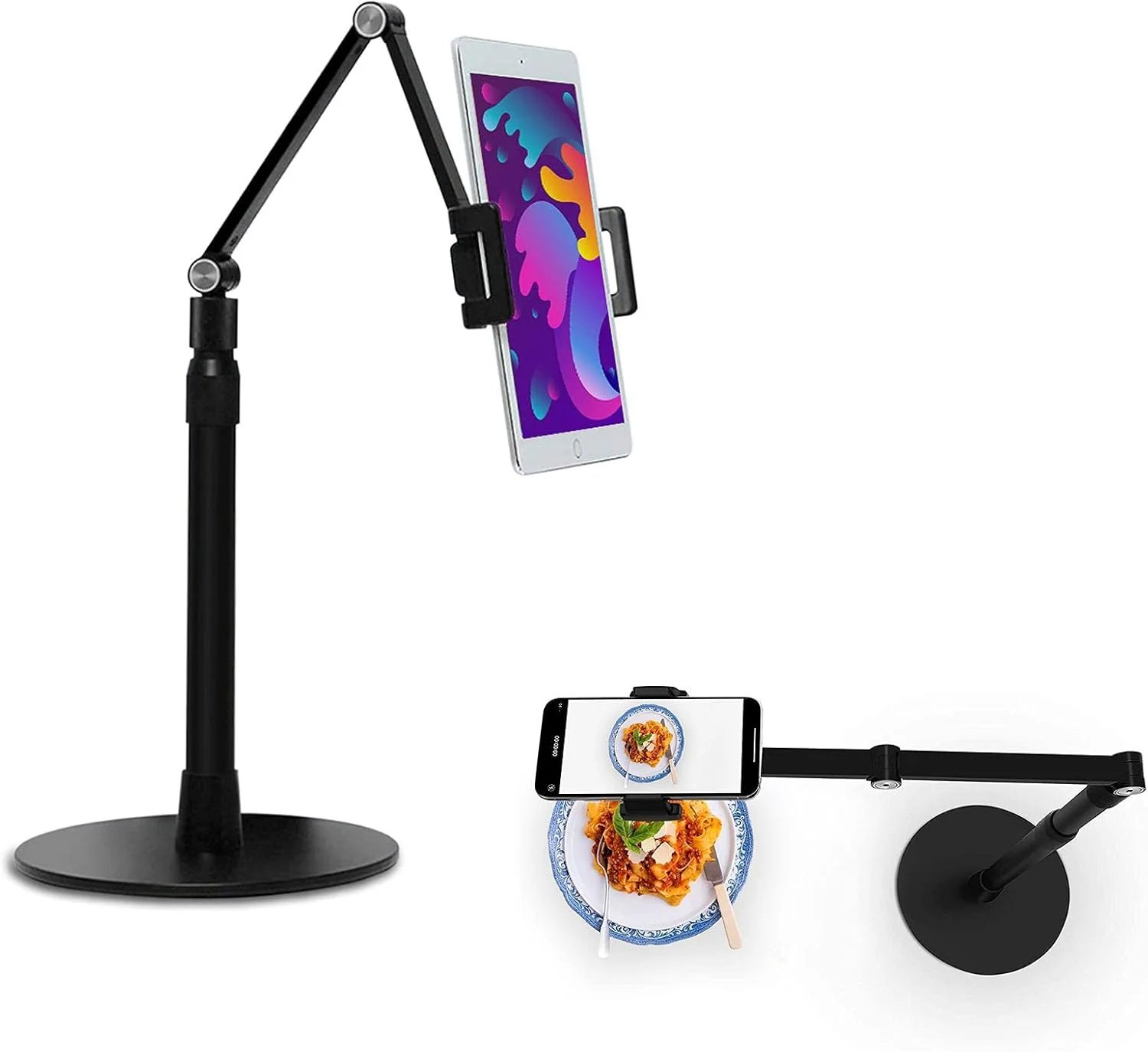 پایه نگهدارنده رومیزی تبلت و گوشی - هولدر آلومینیومی تبلت - پایه دوربین، ارتفاع قابل تنظیم، چرخش 360 درجه - سازگار با دستگاه های 3.5 تا 11 اینچی مانند آیفون/آیپد/آیپد پرو - 3 حالت شیب پایه نگهدارنده رومیزی تبلت و گوشی - هولدر آلومینیومی تبلت - پایه دوربین، ارتفاع قابل تنظیم، چرخش 360 درجه - سازگار با دستگاه های 3.5 تا 11 اینچی مانند آیفون/آیپد/آیپد پرو - 3 حالت شیب