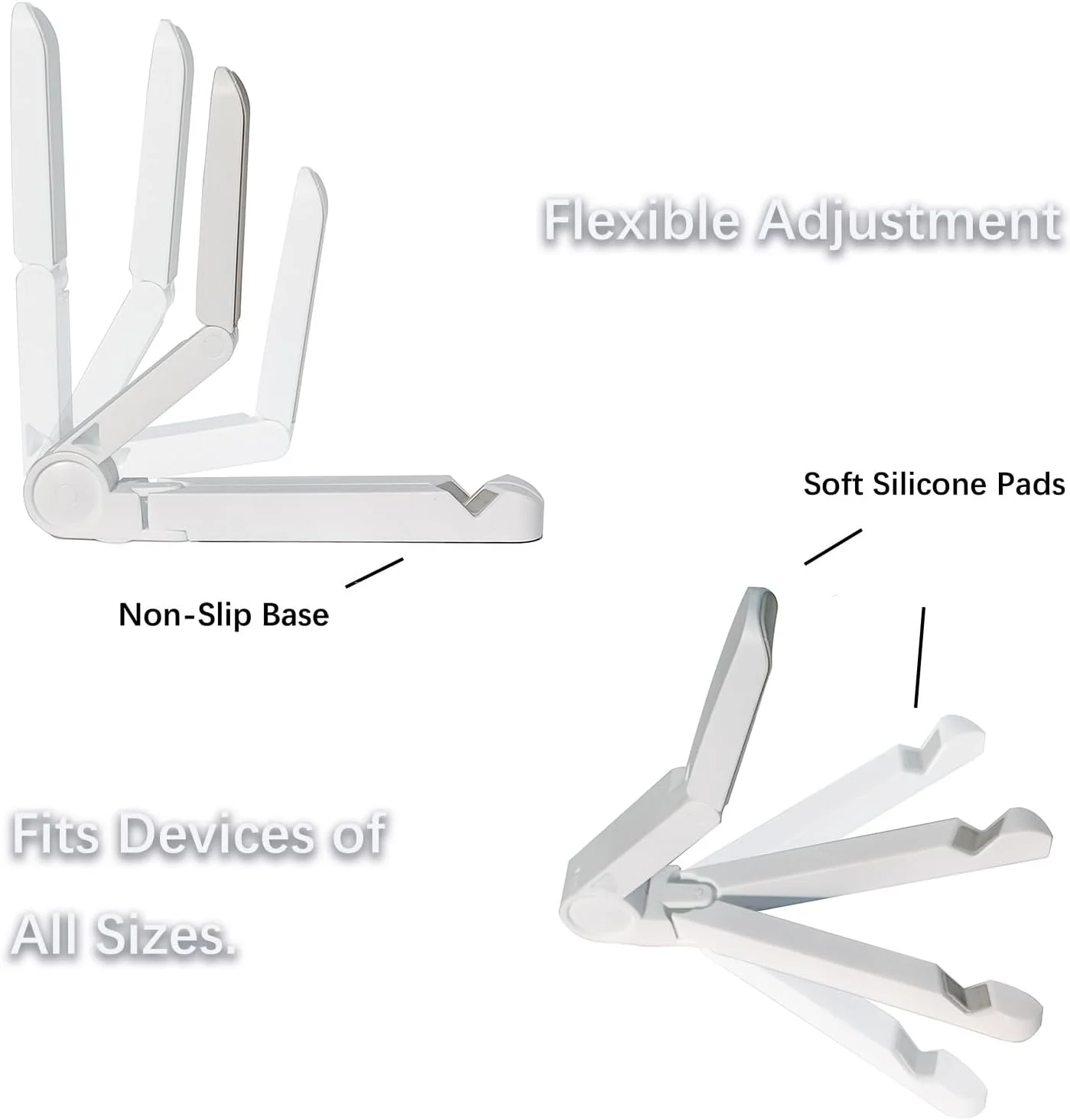دو عدد پایه نگهدارنده تبلت برای میز - پایه های قابل تنظیم و قابل حمل، سازگار با تبلت های 4 تا 13 اینچی مانند آیپد پرو 11، 9.7، 10.5، 12.9، کیندل فایر HD، نکسوس، تب - سفید و مشکی، لوازم جانبی میز