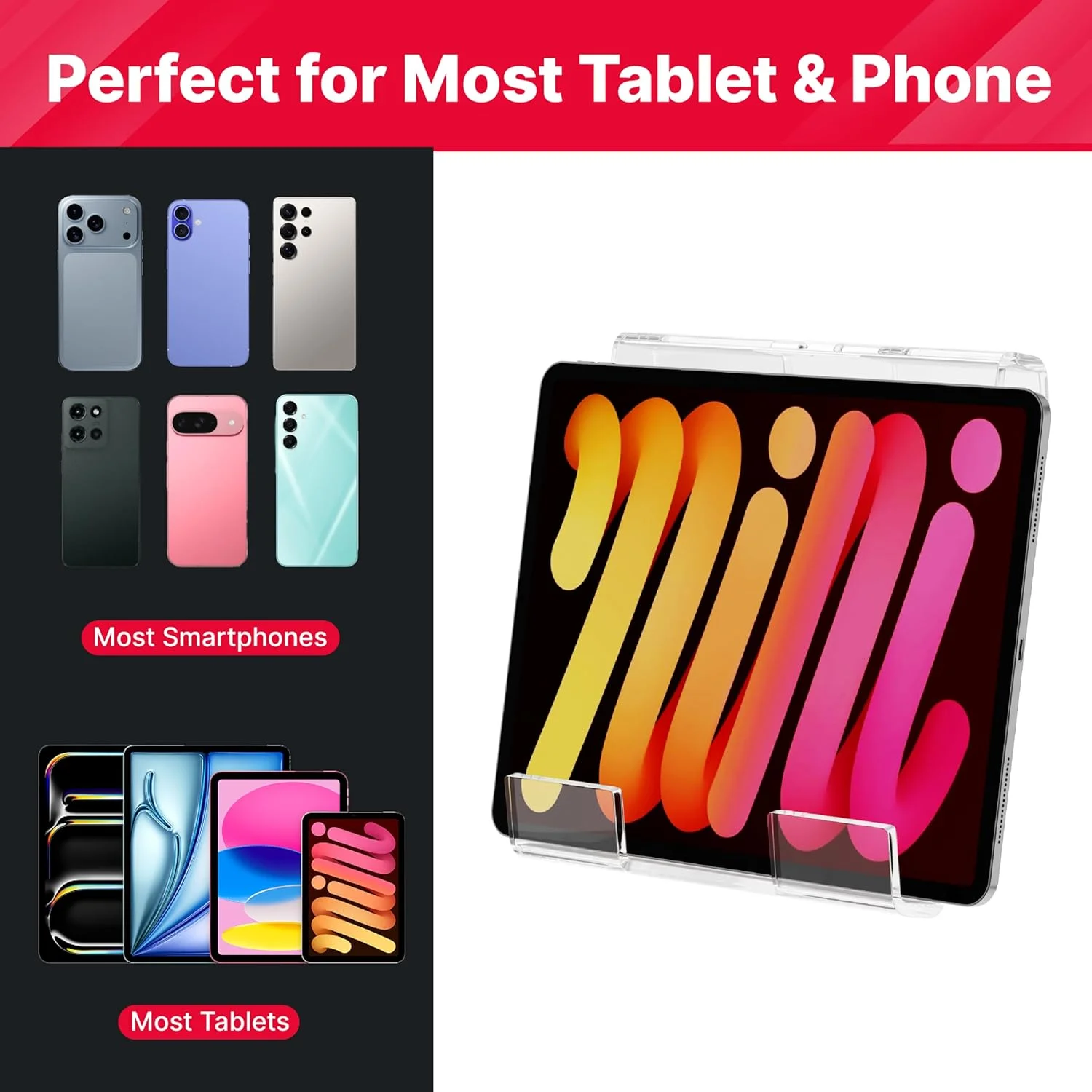 نگهدارنده تبلت سازگار با دوچرخه، دوچرخه پلاس، تردمیل و روئینگ، لوازم جانبی جامد دوچرخه ورزشی سازگار با آیپد و کیندل، پایه تلفن اکریلیک برای صفحه نمایش، تردمیل