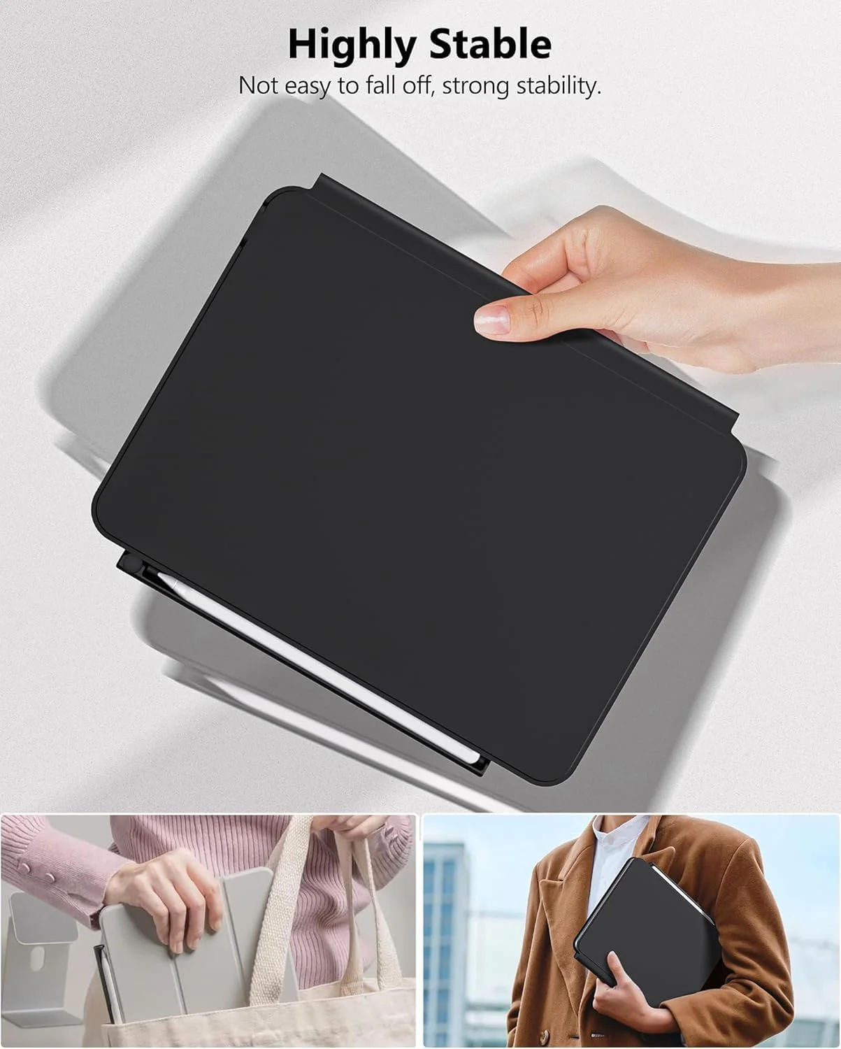 نگهدارنده قلم برای Apple Pencil Pro/Apple Pencil نسل دوم، سازگار با مجیک کیبورد، اسمارت فولیو و سایر کیف‌های مغناطیسی، قاب نگهدارنده سازگار با Apple Pencil نسل دوم (مشکی)