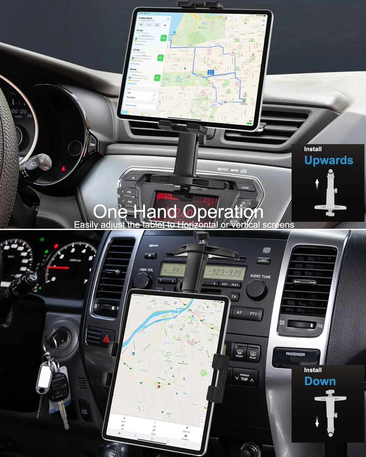 پایه نگهدارنده قابل تنظیم گوشی و تبلت برای شیار CD خودرو، مناسب برای دستگاه های 4.7 تا 13 اینچی - چرخش 360 درجه، سازگار با آیپد پرو/ایر/مینی، تبلت های گلکسی و آیفون پایه نگهدارنده قابل تنظیم گوشی و تبلت برای شیار CD خودرو، مناسب برای دستگاه های 4.7 تا 13 اینچی - چرخش 360 درجه، سازگار با آیپد پرو/ایر/مینی، تبلت های گلکسی و آیفون