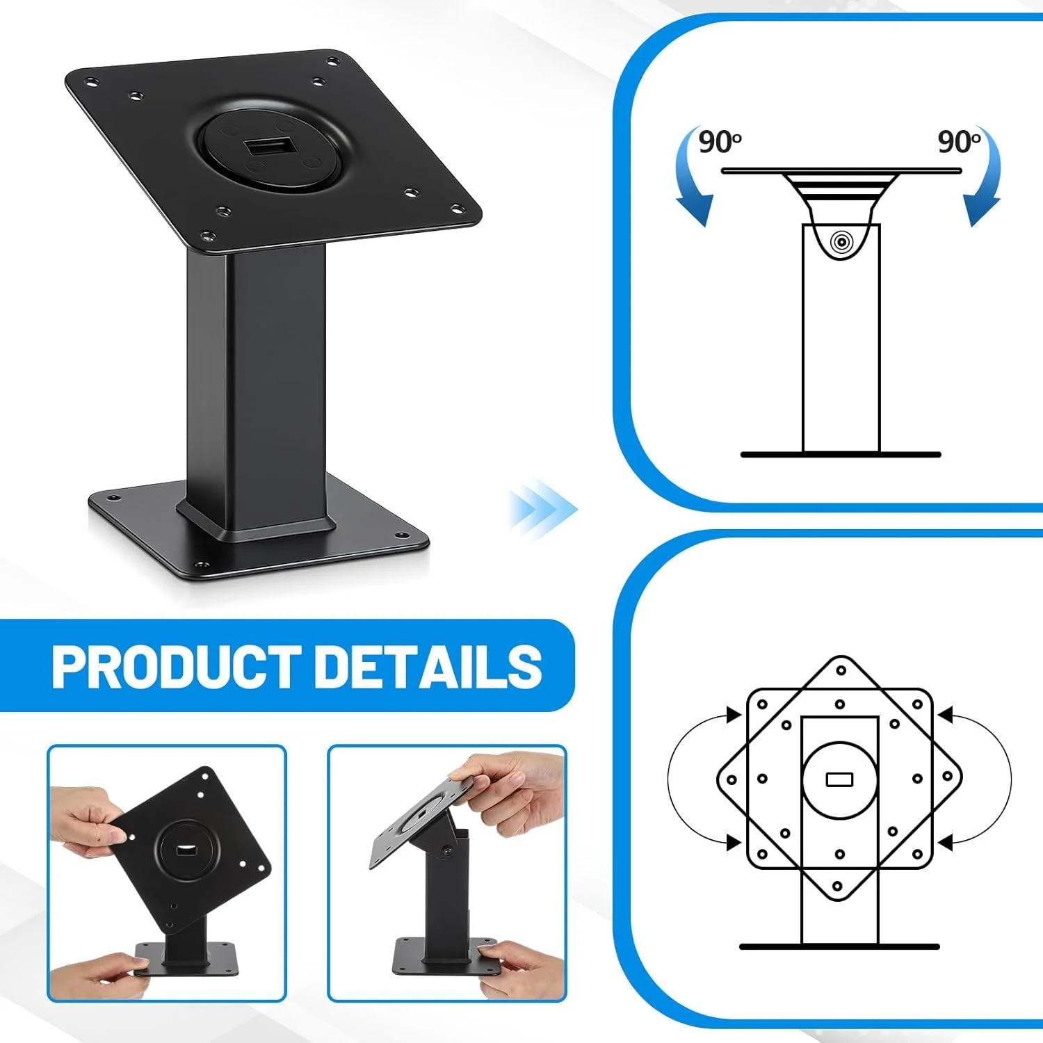 پایه رومیزی فلزی Pelopy 180 درجه کج شونده و 360 درجه چرخان، با قابلیت نصب روی دیوار، مناسب برای تبلت با سوراخ های 75x75 و 100x100 - مشکی پایه رومیزی فلزی Pelopy 180 درجه کج شونده و 360 درجه چرخان، با قابلیت نصب روی دیوار، مناسب برای تبلت با سوراخ های 75x75 و 100x100 - مشکی