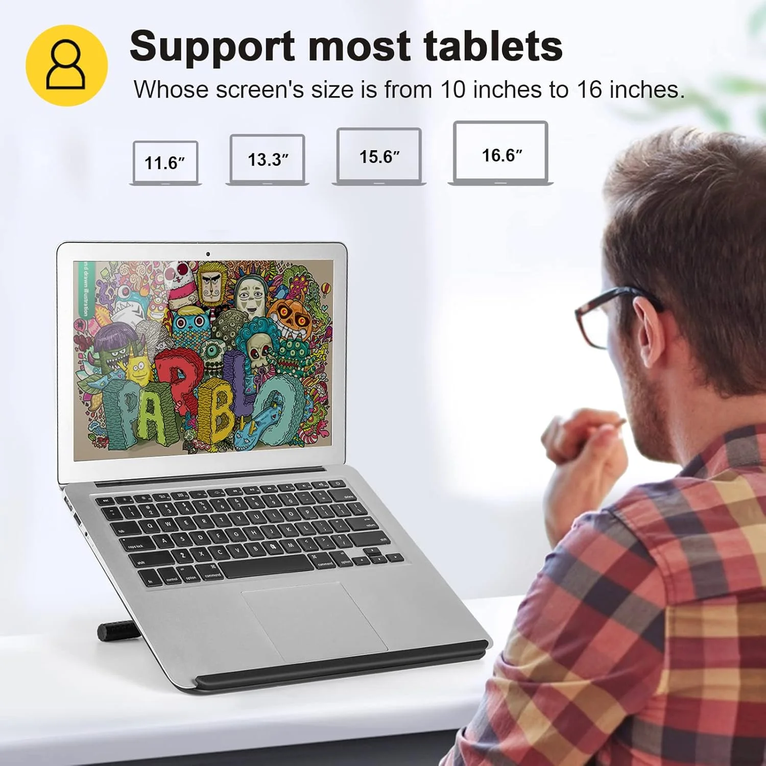 پایه تبلت طراحی یونیورسال Parblo PR 100 قابل تنظیم برای تبلت های طراحی گرافیکی دیجیتال 10 تا 16 اینچی، تبلت های هنری و لپ تاپ ها