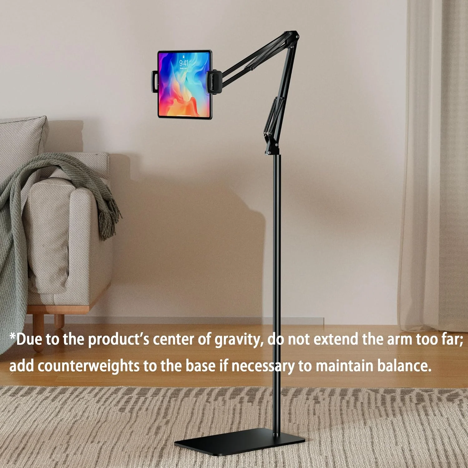 پایه نگهدارنده تبلت و کتابخوان، پایه مطالعه بالای تخت با گیره چرخان 360 درجه و بازوی بلند انعطاف پذیر با قابلیت تنظیم ارتفاع، سازگار با کتابخوان، آیپد مینی/ایر/پرو و دستگاه های 4.7-14 اینچی