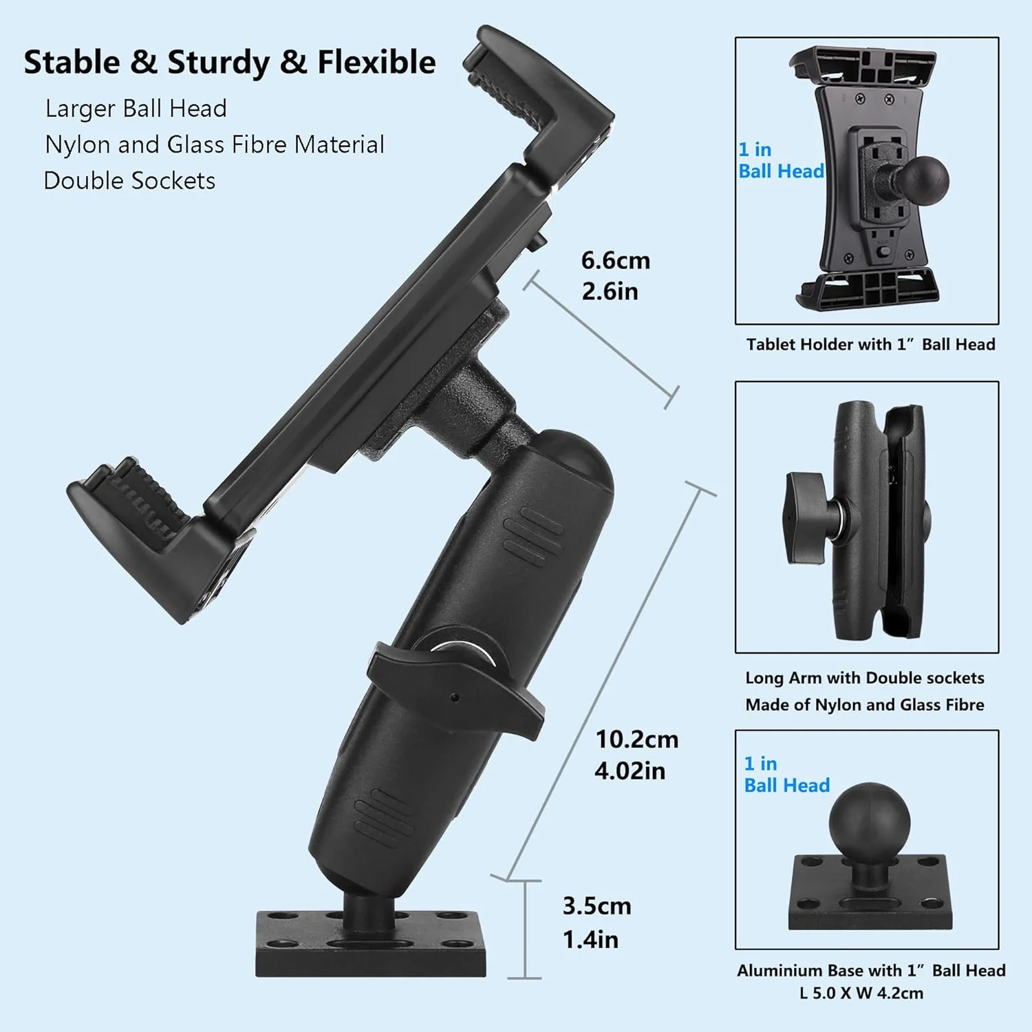 نگهدارنده تبلت خودرو، پایه مته ای سنگین برای تبلت های 5 تا 13 اینچی و تلفن، پایه تبلت برای دیوار/تجارت/خودرو/میز/داشبورد