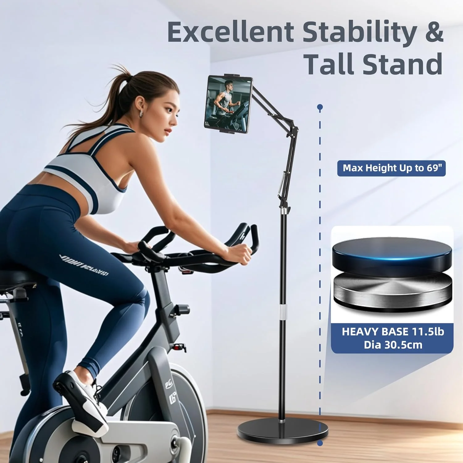 پایه نگهدارنده تبلت Peastrex با بازوی قابل تنظیم و ارتفاع متغیر، مناسب برای آیپد پرو ایر مینی 12.9/9.7 اینچی، کیندل، گلکسی تب و تلفن های همراه 4.5 تا 13 اینچی