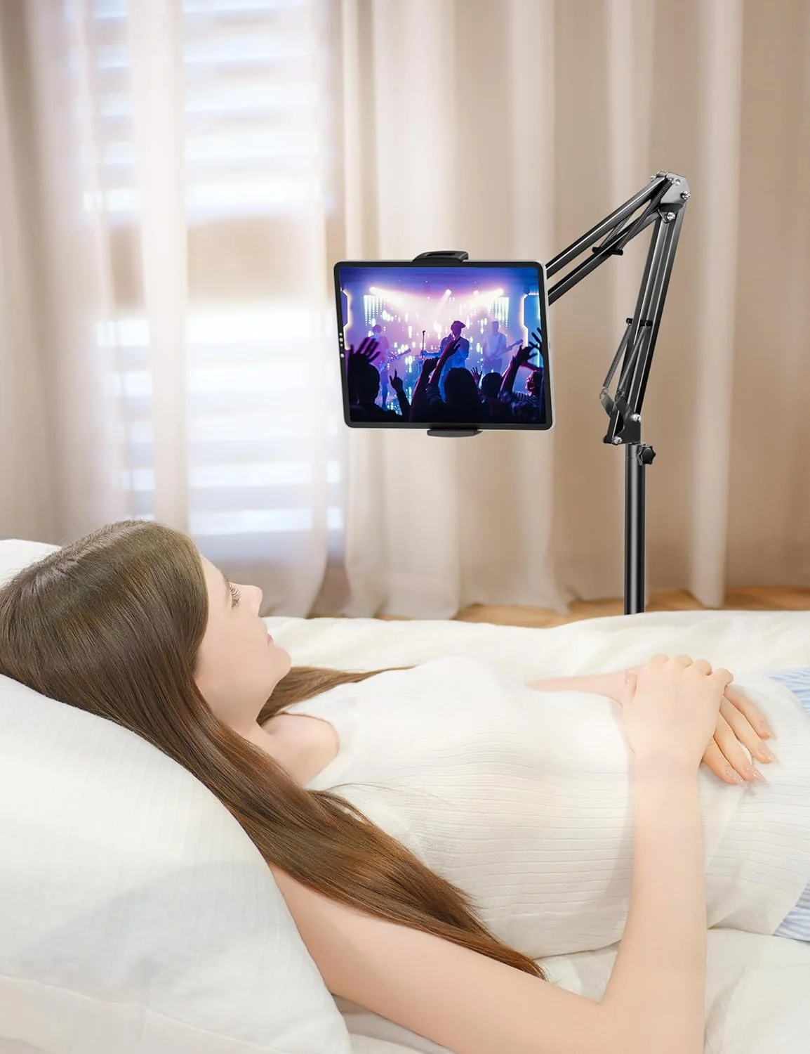 پایه نگهدارنده تبلت با پایه فلزی سنگین 2 کیلوگرمی، پایه نگهدارنده گوشی بالای تخت با قابلیت تنظیم زاویه و ارتفاع، پایه نگهدارنده جهانی گوشی برای آیپد، آیفون پرو، ایر، مینی، تبلت سامسونگ، کیندل، کتابخوان های الکترونیکی و... پایه نگهدارنده تبلت با پایه فلزی سنگین 2 کیلوگرمی، پایه نگهدارنده گوشی بالای تخت با قابلیت تنظیم زاویه و ارتفاع، پایه نگهدارنده جهانی گوشی برای آیپد، آیفون پرو، ایر، مینی، تبلت سامسونگ، کیندل، کتابخوان های الکترونیکی و...