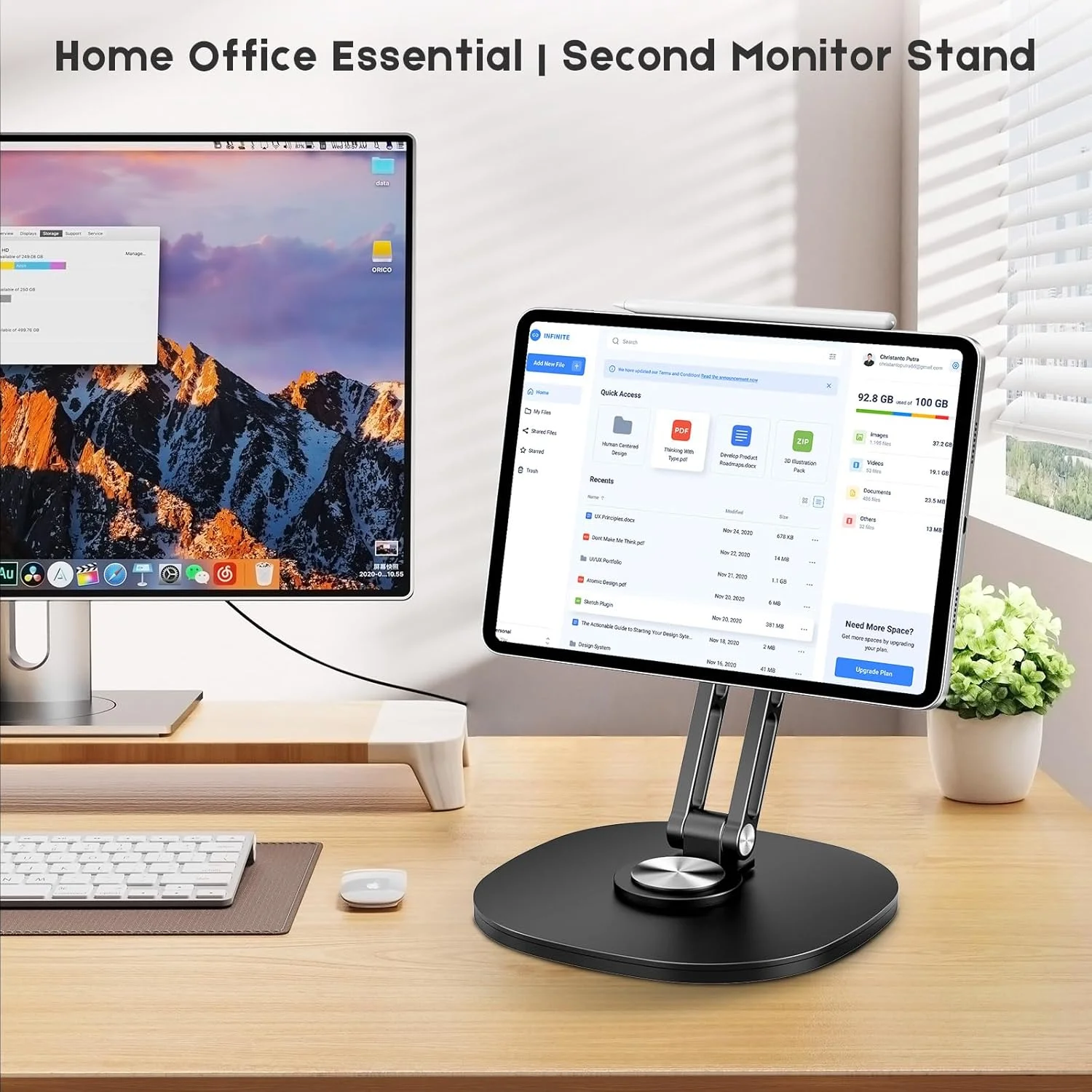 پایه نگهدارنده تبلت مغناطیسی یونیورسال OHLPRO برای میز، هولدر تاشو با چرخش 360 درجه، پایه رومیزی آلومینیومی برای آیپد/تبلت/مانیتور تا 18.5 اینچ، لوازم جانبی میز کار هدیه برای آقایان/خانم ها