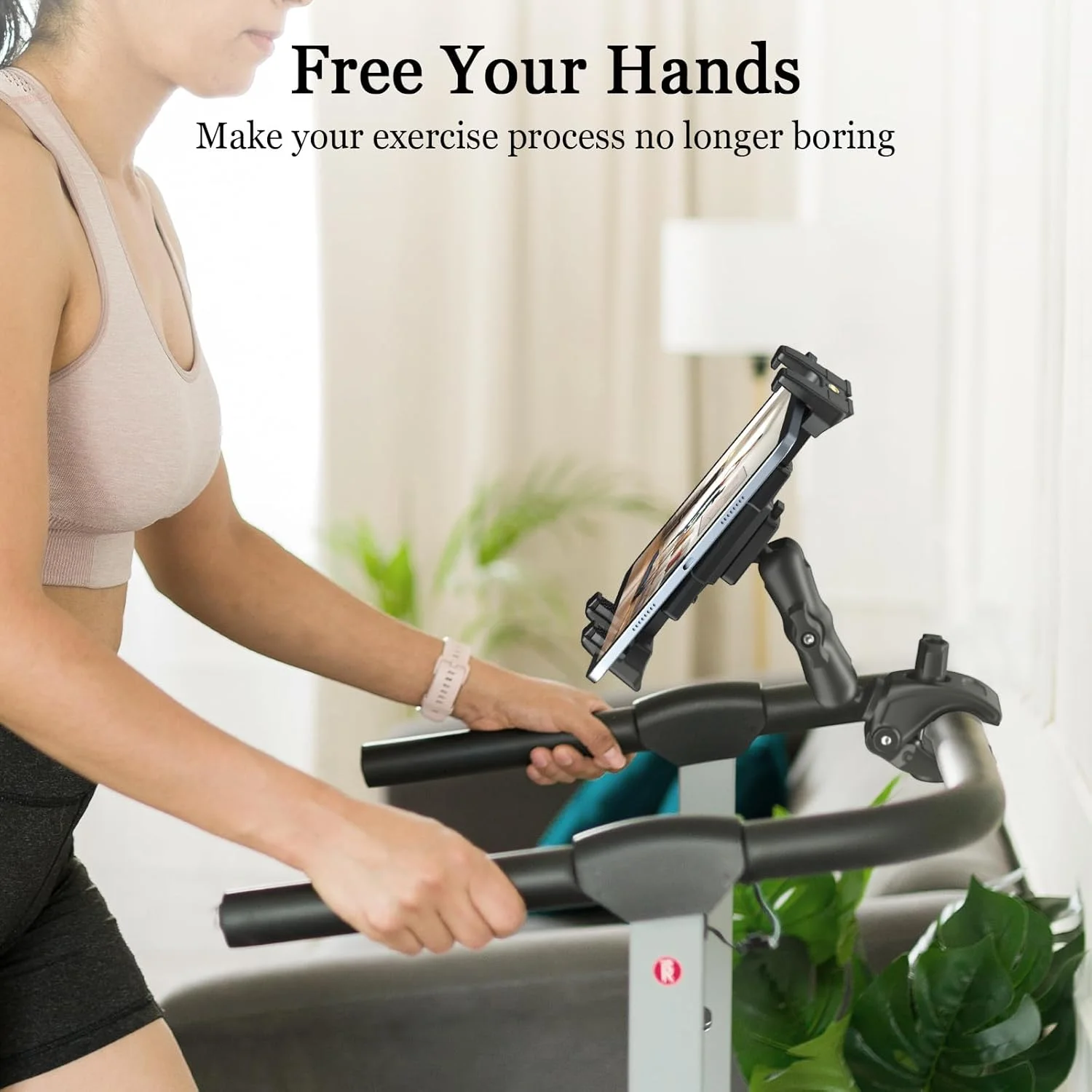 پایه نگهدارنده تبلت OHLPRO برای آیپد، قابل نصب روی تردمیل، دسته دوچرخه، پایه میکروفون، دوچرخه ثابت، کالسکه و دوچرخه، مناسب برای آیپد پرو 12.9، ایر، مینی، گلکسی تب، آیفون و فایر HD 10 (مناسب سایز 5 تا 13 اینچ)