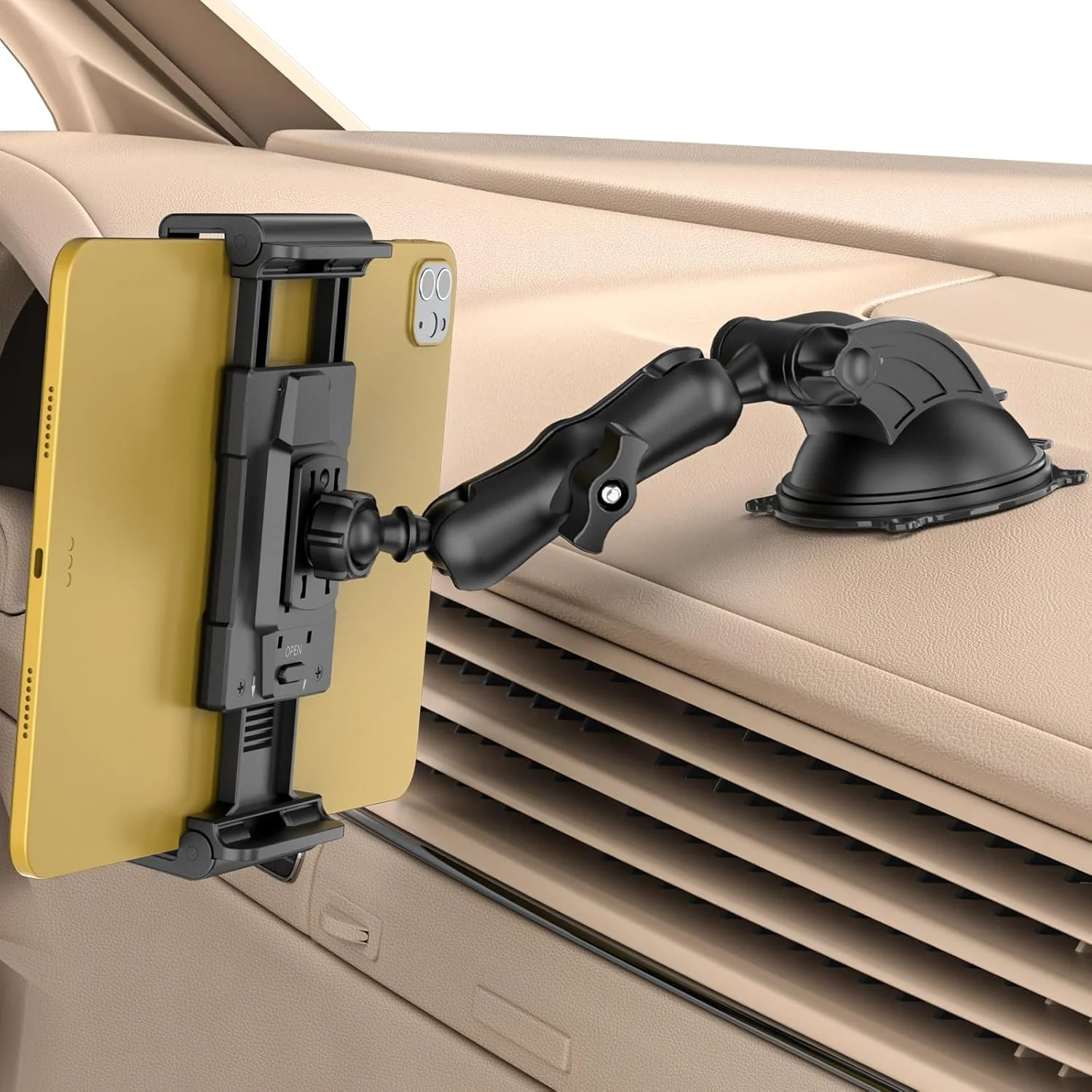 نگهدارنده تبلت OHLPRO برای داشبورد و شیشه جلوی خودرو، پایه مکنده آیپد برای کامیون با قابلیت چرخش 360 درجه و گیره قابل تنظیم سازگار با تبلت ها و تلفن های 5 تا 13 اینچی، آیپد، گلکسی تب