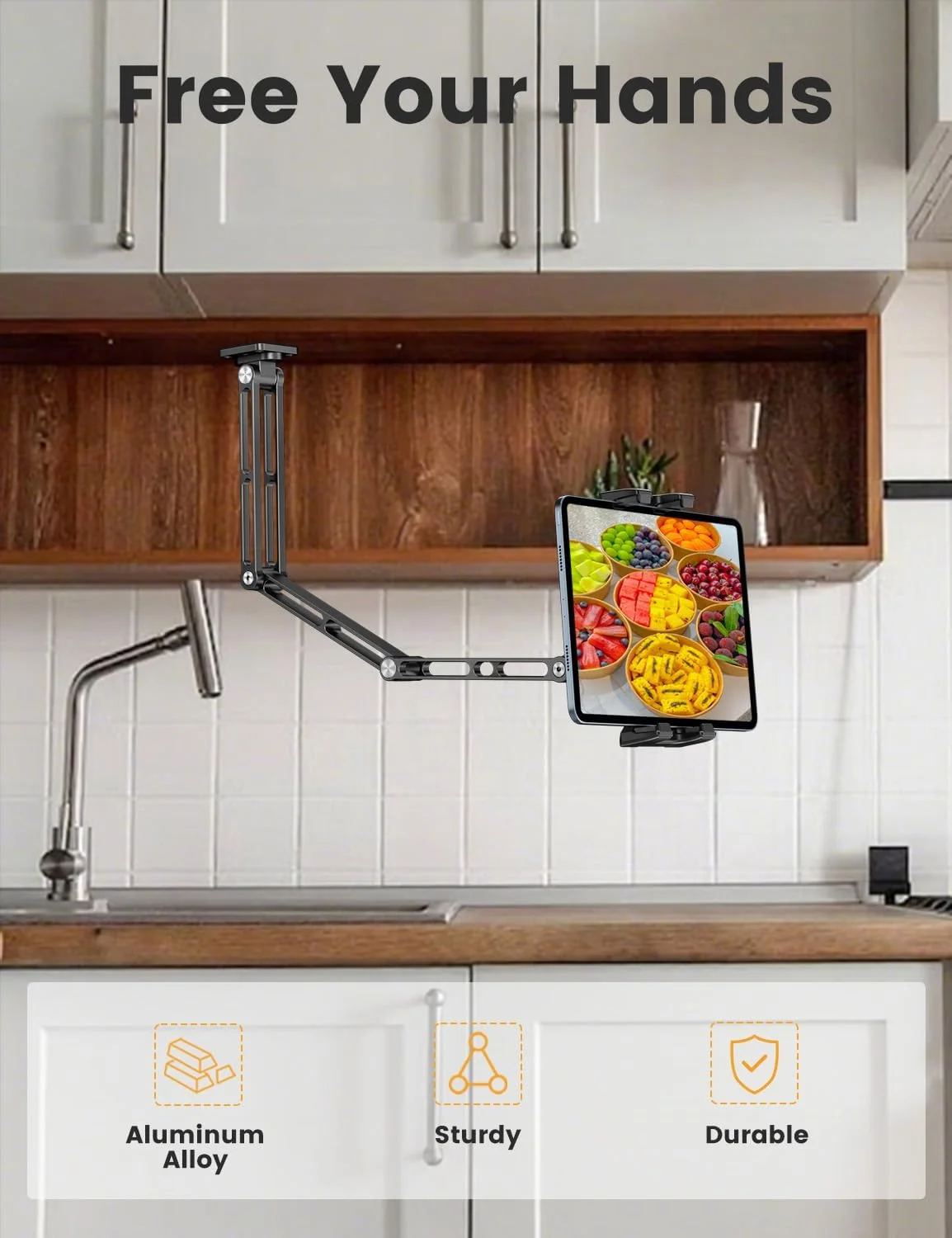 پایه دیواری تبلت آلومینیومی OHLPRO - بازوی 3 مرحله ای قابل تنظیم و گسترش 360 درجه برای آیپد پرو/ایر/مینی، گلکسی تب 5-13 اینچ | پایه فلزی سنگین برای آشپزخانه، دفتر، اتاق خواب پایه دیواری تبلت آلومینیومی OHLPRO - بازوی 3 مرحله ای قابل تنظیم و گسترش 360 درجه برای آیپد پرو/ایر/مینی، گلکسی تب 5-13 اینچ | پایه فلزی سنگین برای آشپزخانه، دفتر، اتاق خواب
