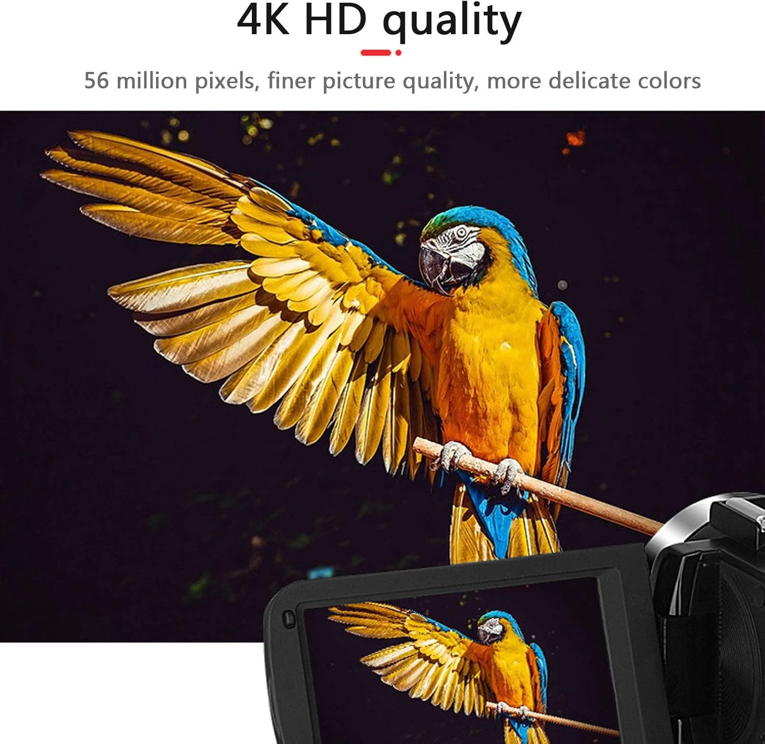 دوربین فیلمبرداری 4K 56 مگاپیکسلی با دید در شب مادون قرمز، وای فای، میکروفون، لنز واید انگل و هود لنز، خاکستری، B