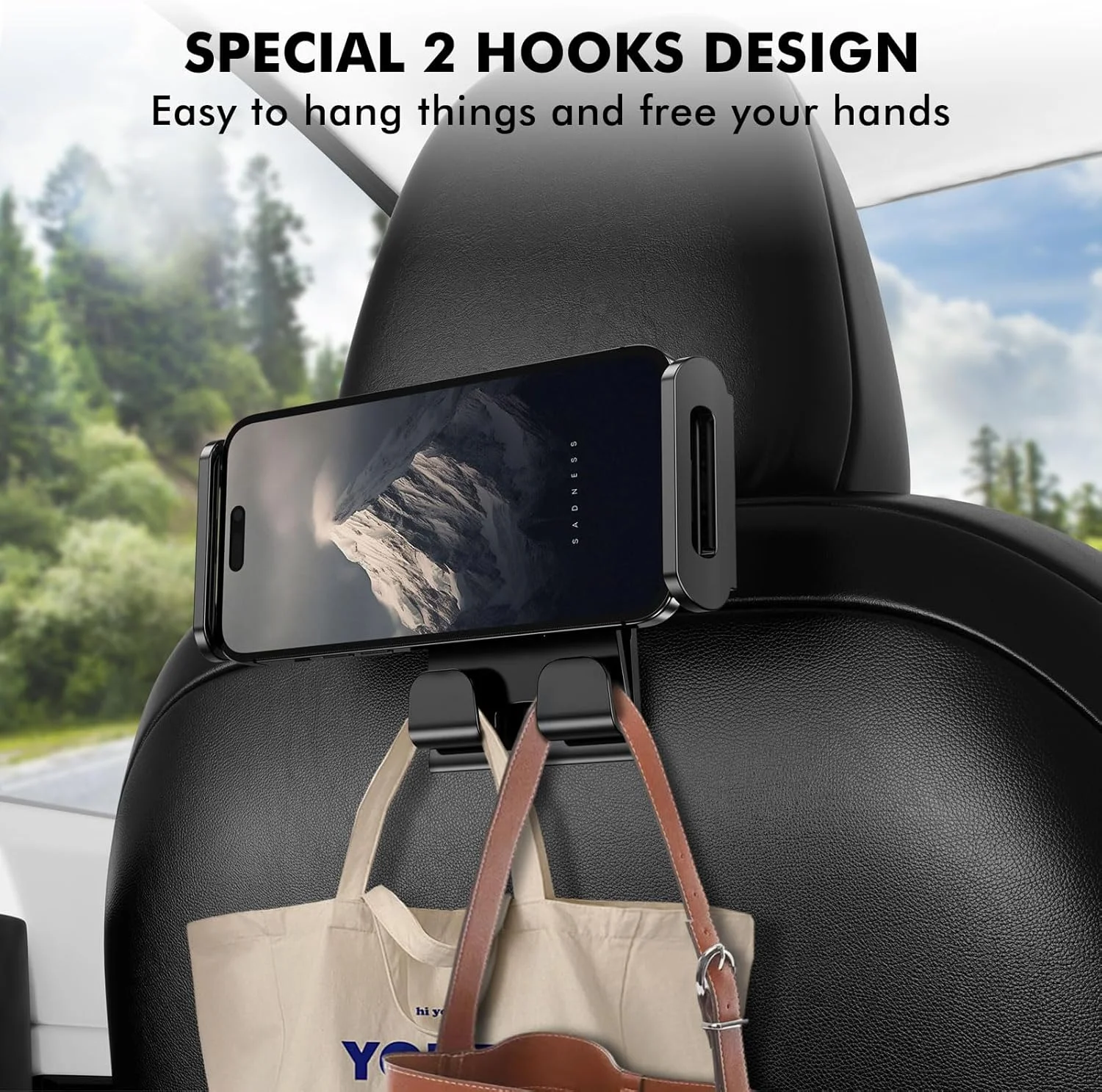 پایه تبلت صندلی عقب OATSBASF برای تسلا مدل Y و مدل 3، نگهدارنده تبلت با قابلیت چرخش 360 درجه، به همراه 2 قلاب برای تلفن همراه 4.7 تا 13 اینچی