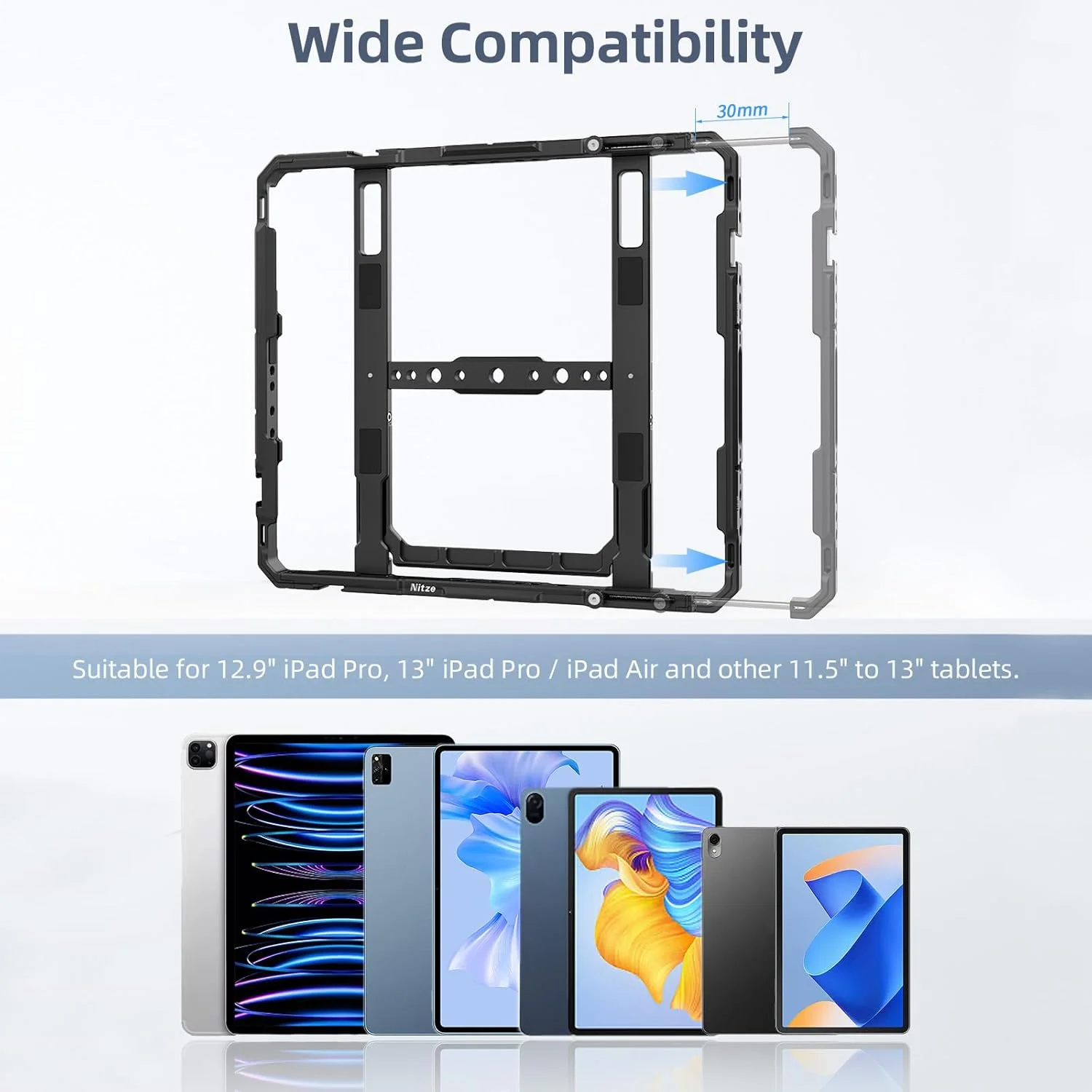 محافظ تبلت Nitze مدل T-TC02A مناسب برای آیپد پرو ۱۳ اینچ (M5)/(M4)، آیپد ایر ۱۳ اینچ (M3)، آیپد پرو ۱۲.۹ اینچ ۲۰۲۲/۲۰۲۱/۲۰۲۰/۲۰۱۸/۲۰۱۷ و سایر تبلت‌های ۱۱.۵ تا ۱۳ اینچ