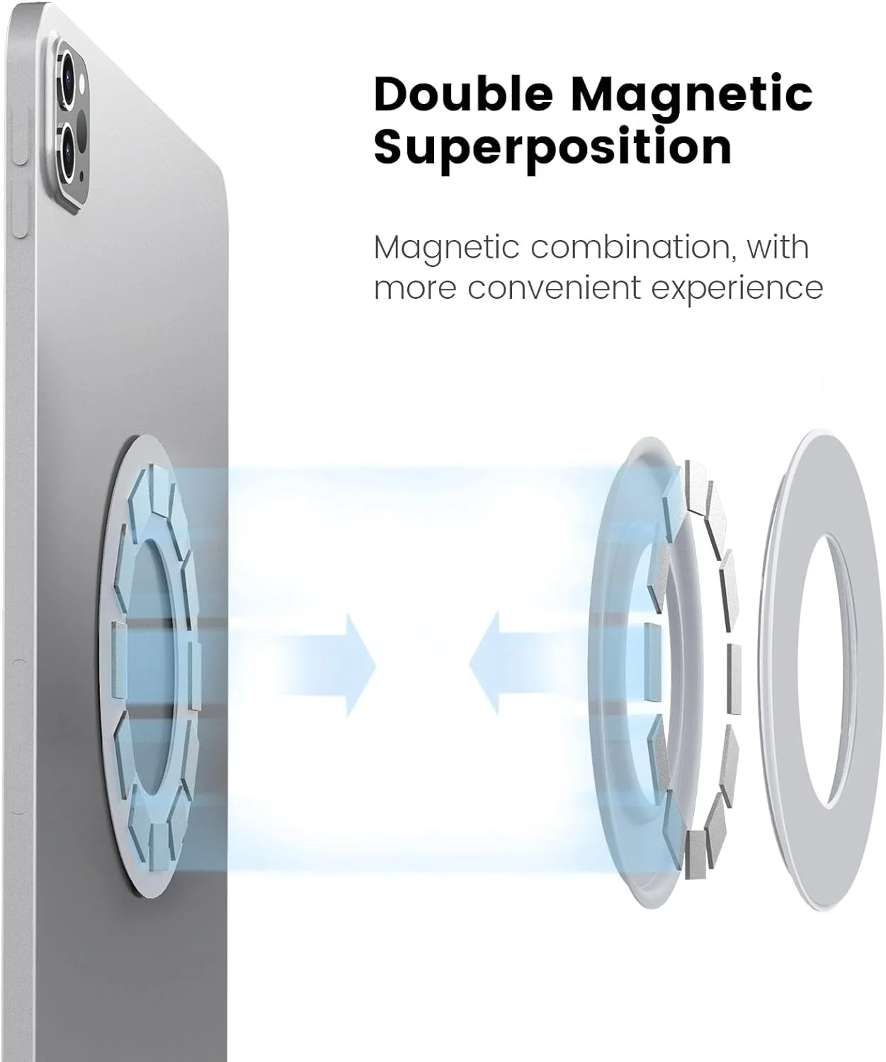 نگهدارنده مغناطیسی دیواری تبلت نیلکین (2 عددی) مناسب برای آیپد ایر M2/M3، آیپد پرو 12.9، 10.2، ایر 5، 4، 3 (خاکستری روشن) - مناسب برای ماشین، پیانو، یخچال، نصب روی دیوار