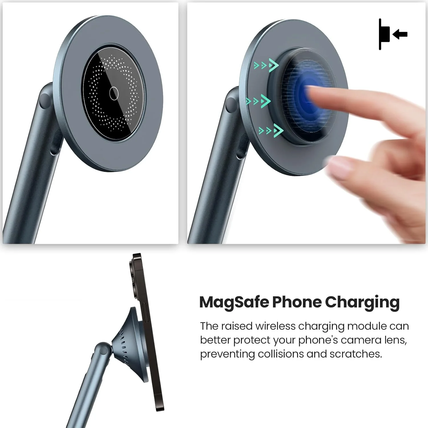 پایه مغناطیسی آیپد نیلکین برای میز، پایه شارژر بی‌سیم آیفون MagSafe، پایه چرخان 360 درجه، نگهدارنده تبلت آلومینیومی قابل تنظیم برای کار، دفتر، خانه، استفاده در آشپزخانه