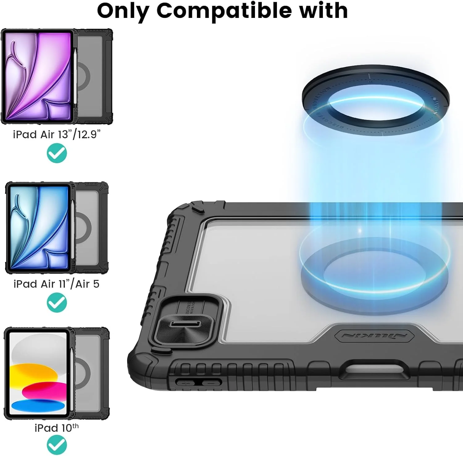 پایه نگهدارنده مغناطیسی دیواری آیپد Nillkin، بسته 2 عددی، سازگار با قاب های مغناطیسی آیپد پرو 11/ایر 5/4/3 و آیپد پرو 12.9 Nillkin، مقاوم، چرخش 360 درجه، مشکی پایه نگهدارنده مغناطیسی دیواری آیپد Nillkin، بسته 2 عددی، سازگار با قاب های مغناطیسی آیپد پرو 11/ایر 5/4/3 و آیپد پرو 12.9 Nillkin، مقاوم، چرخش 360 درجه، مشکی