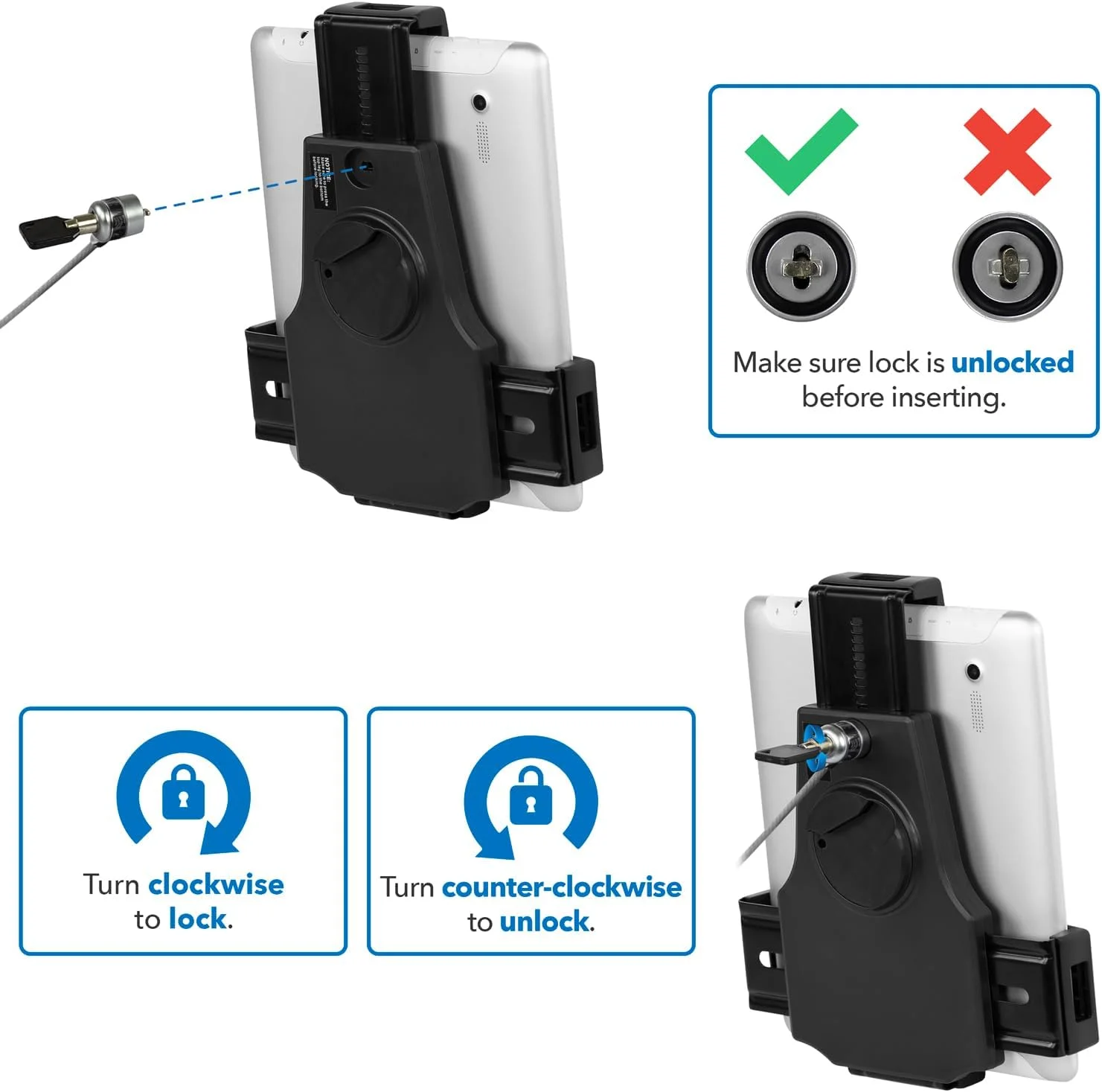 پایه کیوسک تبلت یونیورسال Mount-It! با قابلیت نصب روی دیوار | استند تبلت قفل‌دار با گیره‌های قابل تنظیم برای آیپد، آیپد ایر، سامسونگ گلکسی تب، سرفیس گو و تبلت‌های 7.9 تا 10.9 اینچی - MI-3784