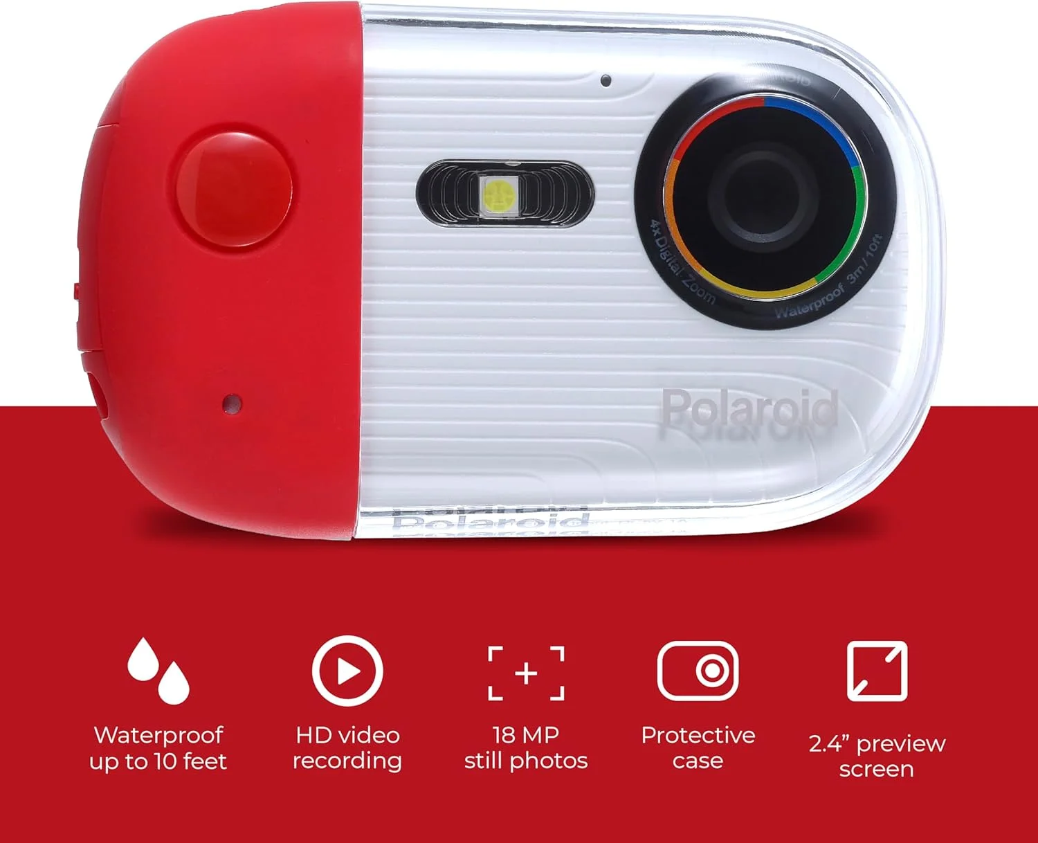 دوربین ضد آب پولاروید 18 مگاپیکسل 4K UHD، مناسب غواصی و اسنورکلینگ با صفحه نمایش LCD، دوربین دیجیتال قابل شارژ USB برای فیلم و عکس دوربین ضد آب پولاروید 18 مگاپیکسل 4K UHD، مناسب غواصی و اسنورکلینگ با صفحه نمایش LCD، دوربین دیجیتال قابل شارژ USB برای فیلم و عکس