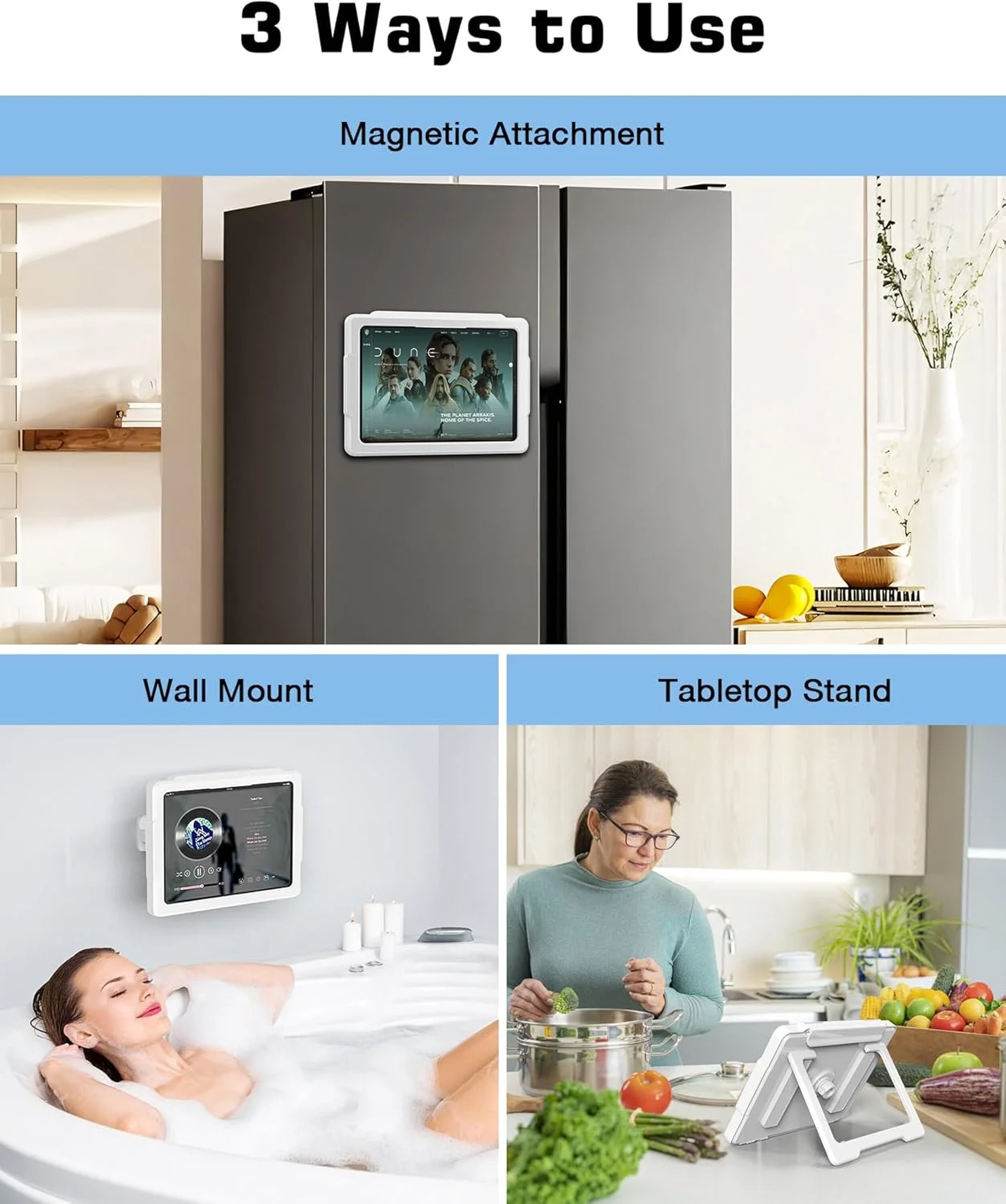 نگهدارنده ضدآب آیپد MoKo برای دوش، نگهدارنده تبلت با قابلیت چرخش 360 درجه برای آیپد 11 اینچی، پایه تبلت مغناطیسی برای یخچال، بازوی تلسکوپی، صفحه لمسی ضد مه، 3 حالت قرارگیری، مناسب برای آشپزخانه و حمام نگهدارنده ضدآب آیپد MoKo برای دوش، نگهدارنده تبلت با قابلیت چرخش 360 درجه برای آیپد 11 اینچی، پایه تبلت مغناطیسی برای یخچال، بازوی تلسکوپی، صفحه لمسی ضد مه، 3 حالت قرارگیری، مناسب برای آشپزخانه و حمام