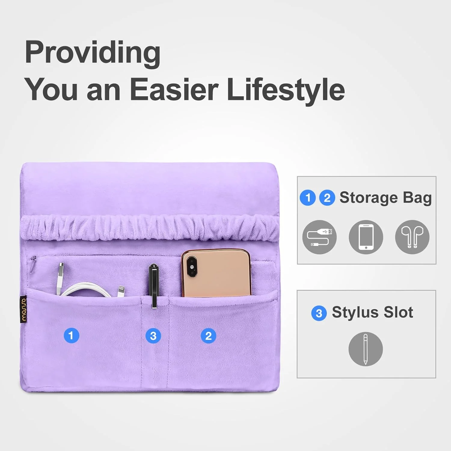 پایه نگهدارنده تبلت MOSISO، نگهدارنده نرم تبلت برای استفاده روی پا، پایه نرم تبلت با جیب و جای قلم و 4 زاویه دید سازگار با آیپد پرو 12.9، 11، 10.5، 9.7، ایر مینی 6، 5، 4، 3، کتابخوان الکترونیکی، بنفش پایه نگهدارنده تبلت MOSISO، نگهدارنده نرم تبلت برای استفاده روی پا، پایه نرم تبلت با جیب و جای قلم و 4 زاویه دید سازگار با آیپد پرو 12.9، 11، 10.5، 9.7، ایر مینی 6، 5، 4، 3، کتابخوان الکترونیکی، بنفش