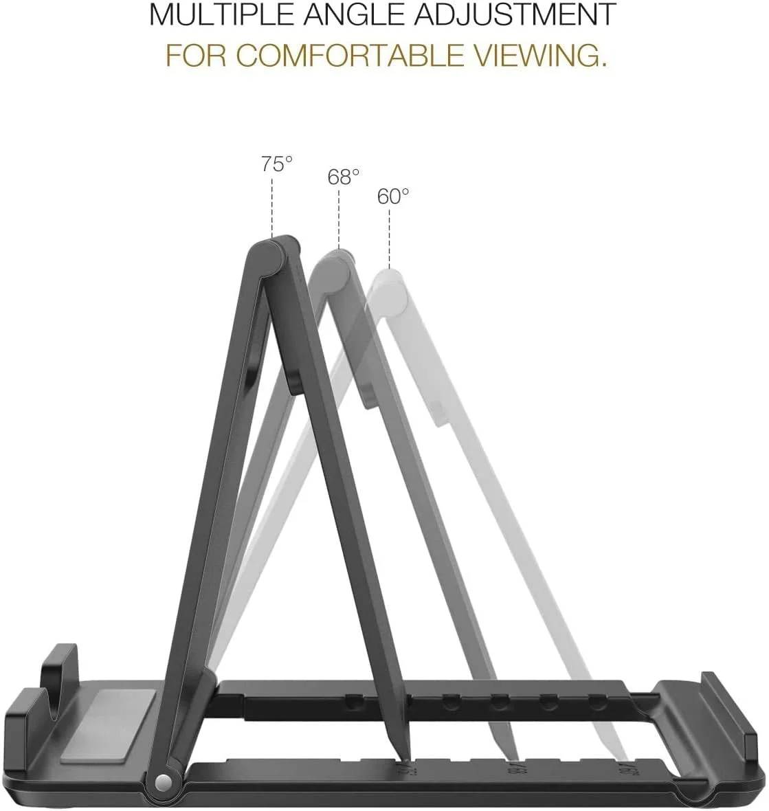 پایه تبلت/گوشی تاشو MoKo، مناسب برای آیفون 17/17 Air/17 Pro/17 Pro Max، آیفون 16/Pro/Pro Max/Plus، آیفون 15/Pro/Pro Max/Plus، آیفون 14/Pro/Pro Max/Plus، استیم دک، مشکی (بزرگ)